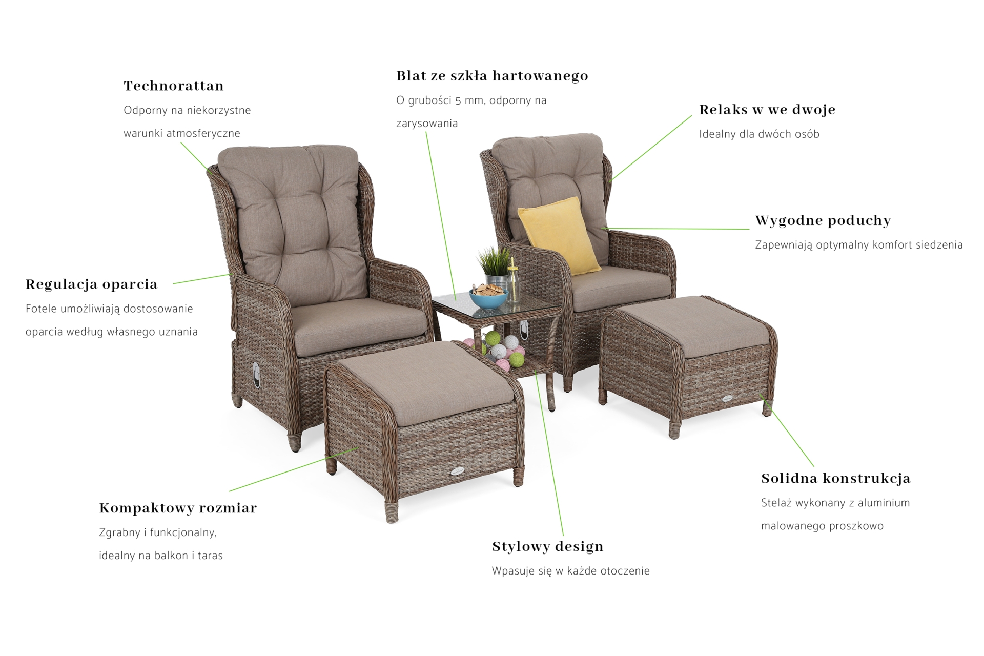 Meble ogrodowe technorattanowe Sofia Ginger / Brown Melange