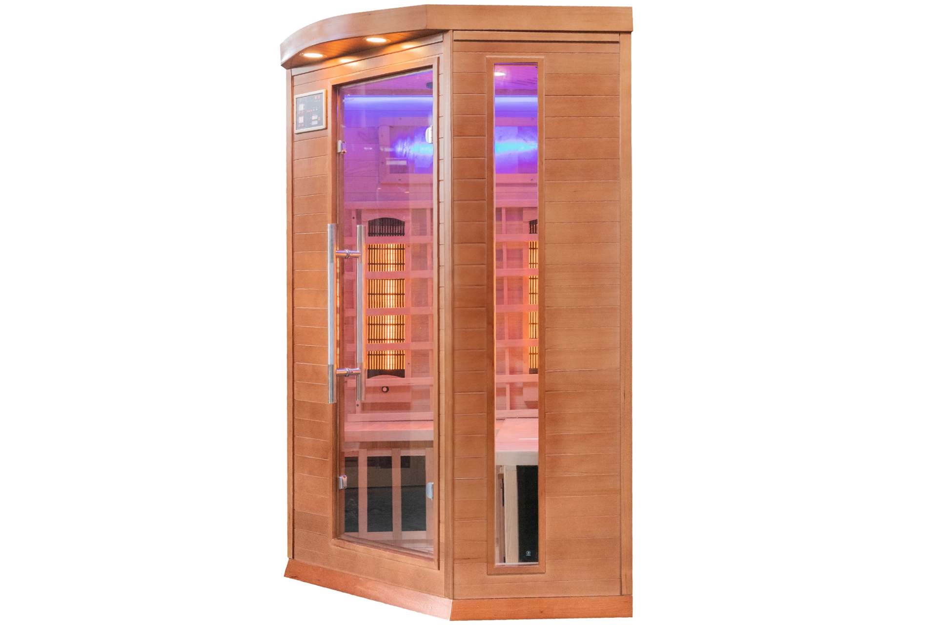 Sauna infrared narożna Nordum Classic 2-osobowa WiFi brązowa