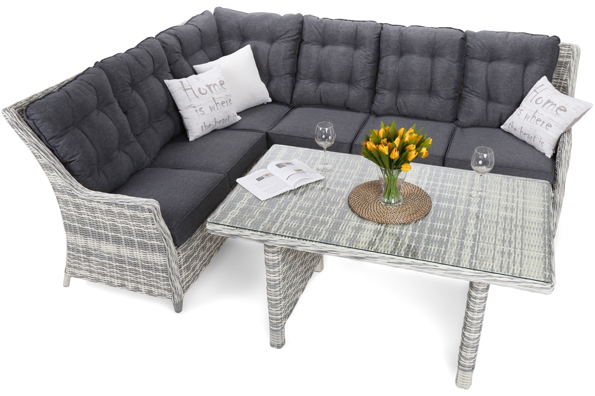 Narożnik technorattanowy lewy Alicante Light Grey / Grey Melange