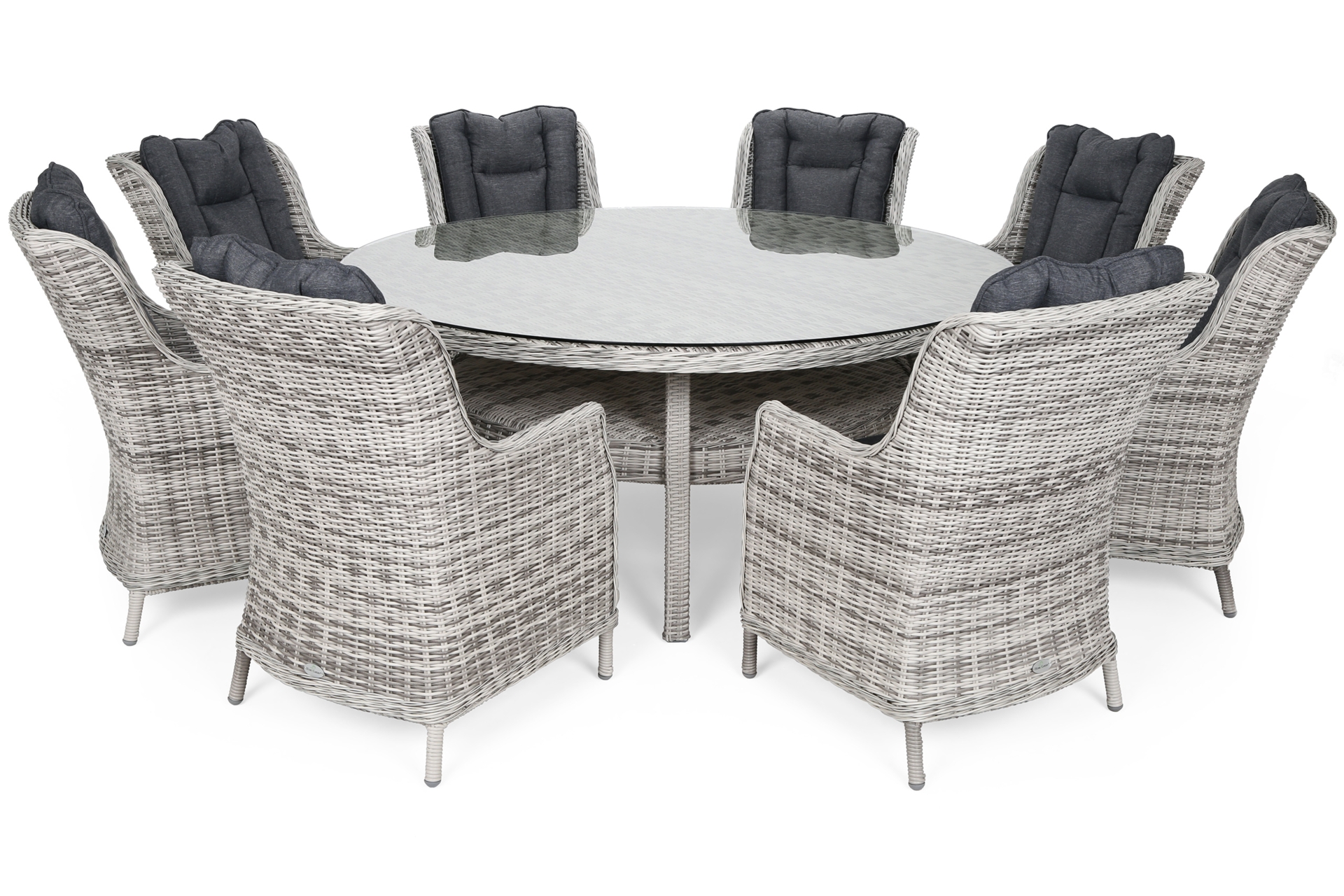 Meble ogrodowe technorattanowe Bristol Round Elegant 180 cm Light Grey / Grey Melange  8+1