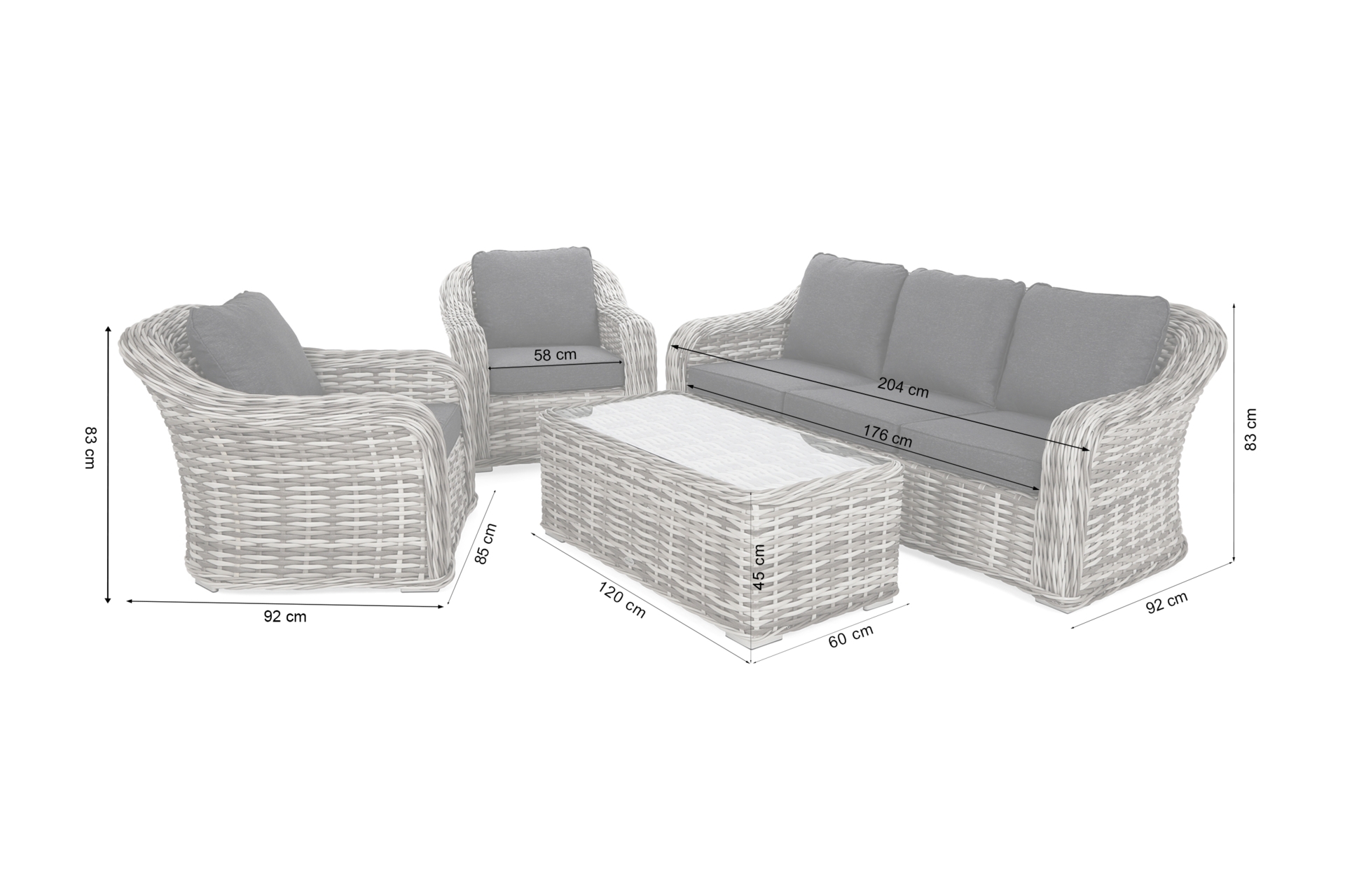 Meble ogrodowe technorattanowe Foggia Light Grey / Grey