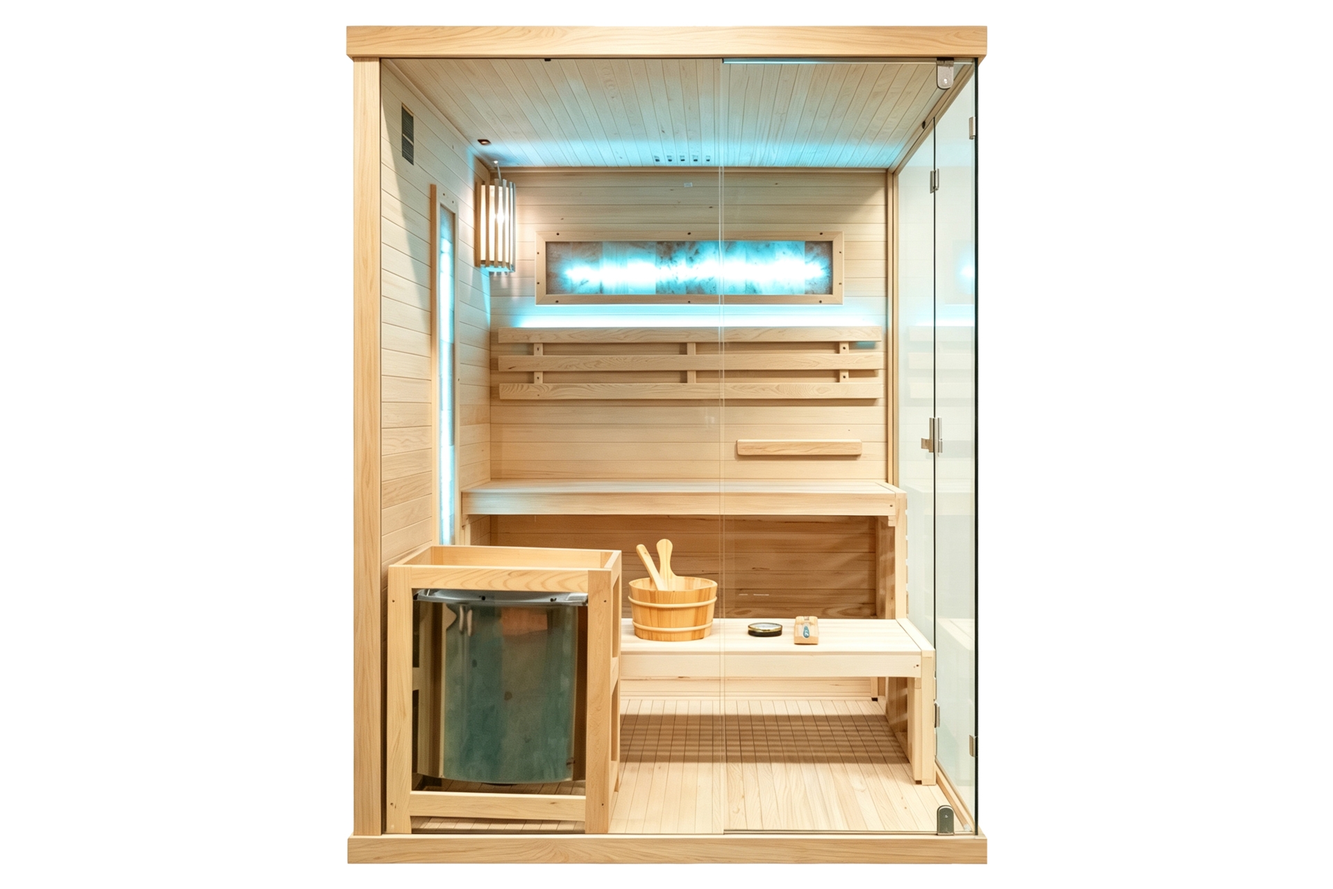 Sauna fińska narożna Nordum Pure 4-osobowa naturalna