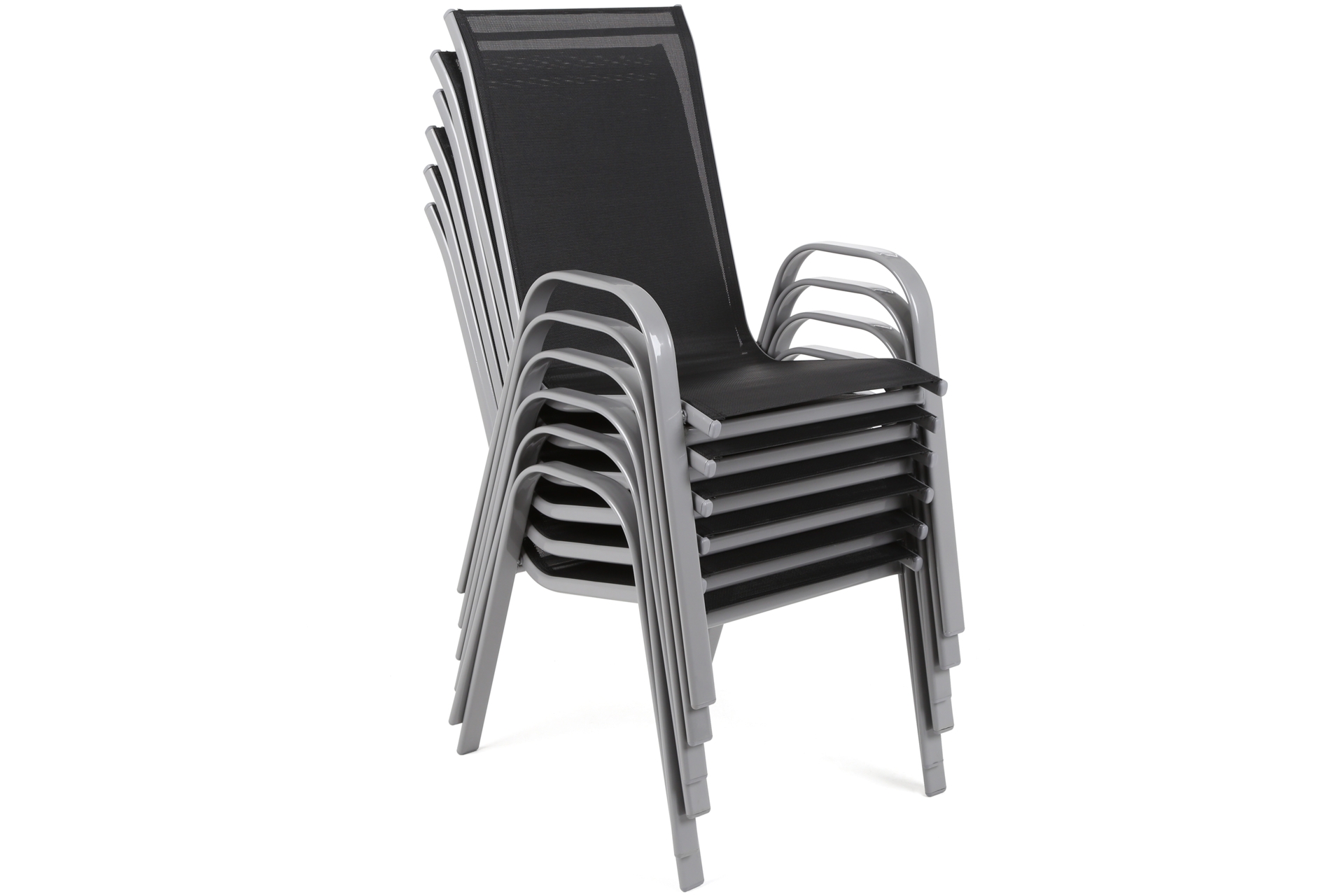 Zestaw 6 metalowych krzeseł ogrodowych Sevilla Grey / Black