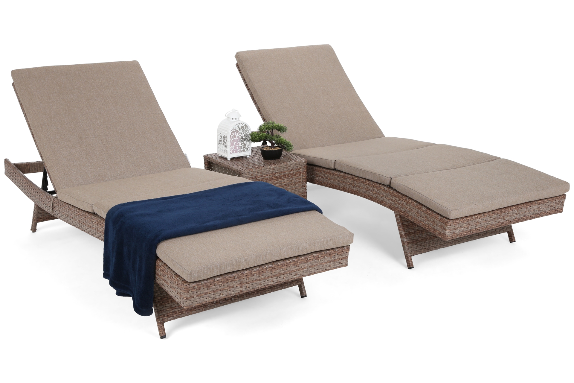 Zestaw leżaków ogrodowych z technorattanu Bora Bora Ginger / Brown Melange ze stolikiem