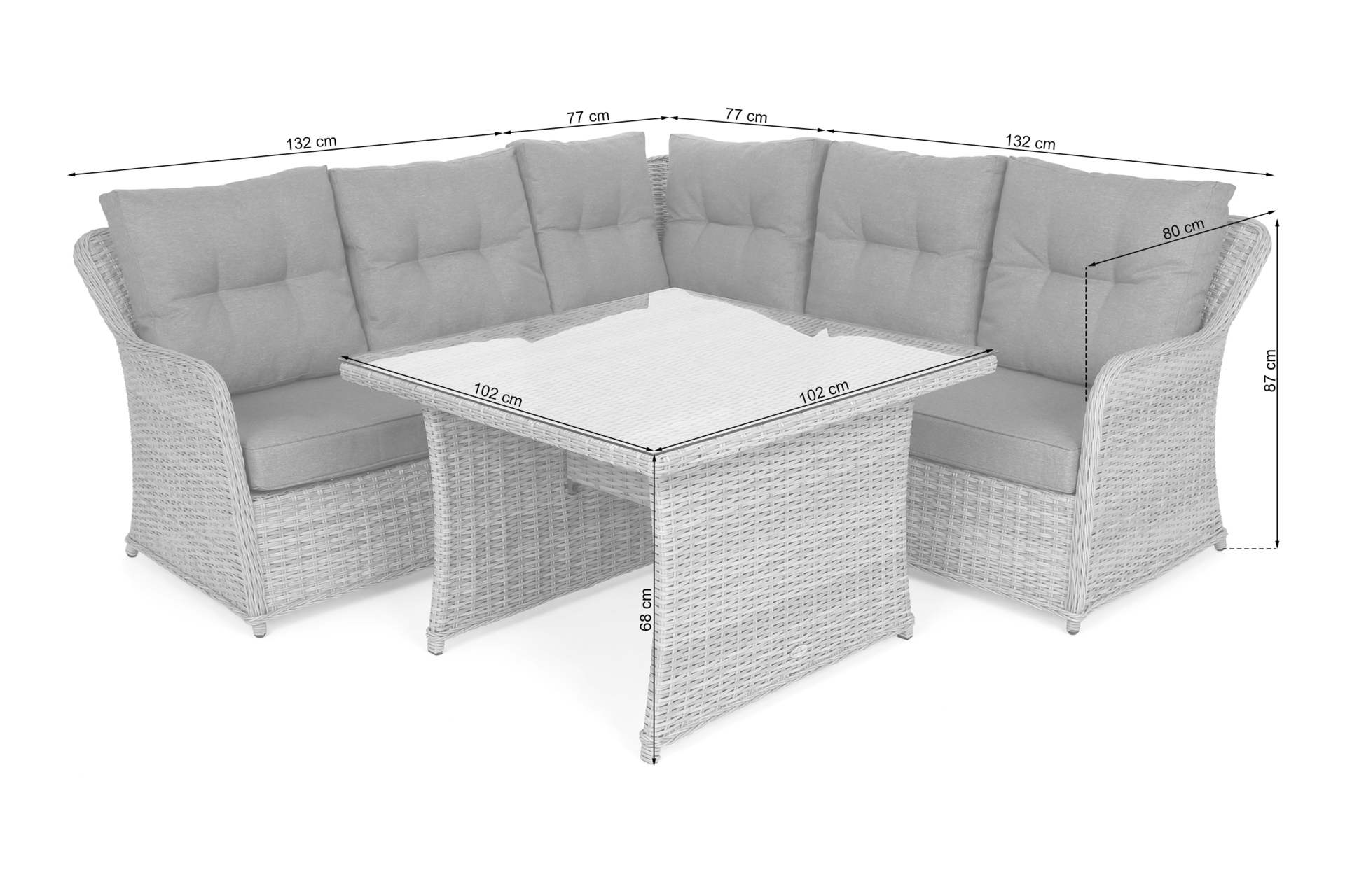 Narożnik ogrodowy technorattanowy Bergamo Grey / Grey Melange