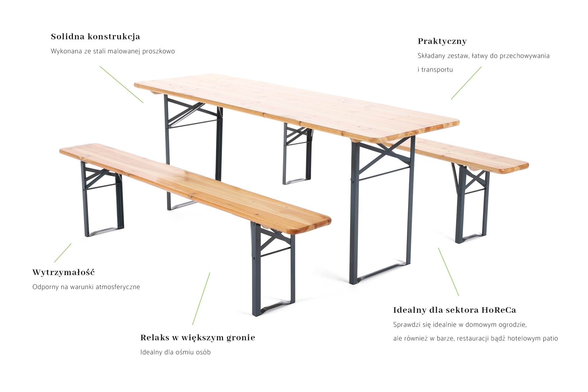 Ogrodowy zestaw piwny 200 cm