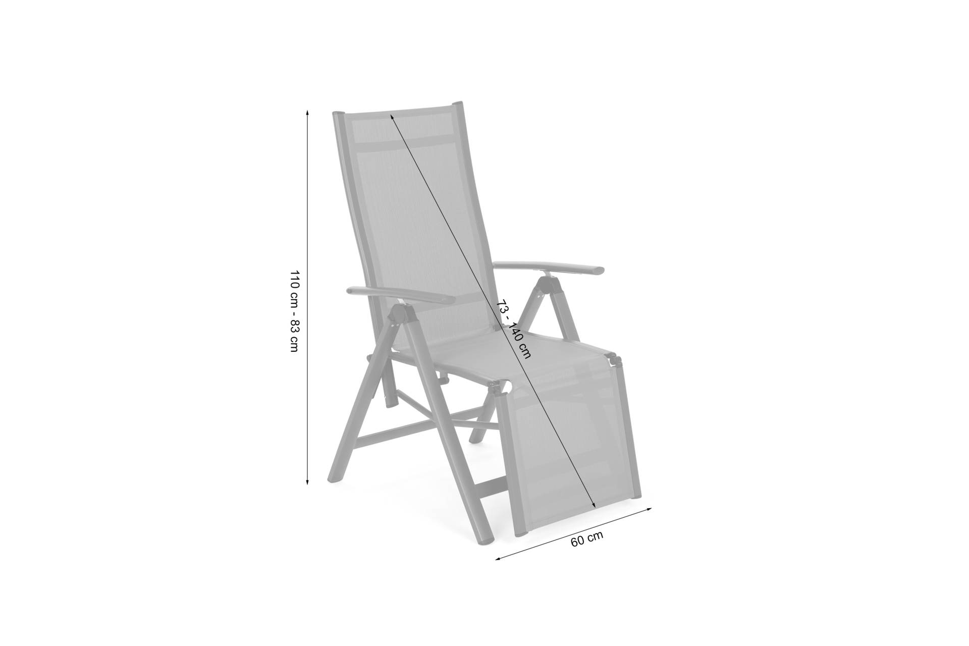 Zestaw krzeseł ogrodowych aluminiowych Ibiza Relax Black / Black