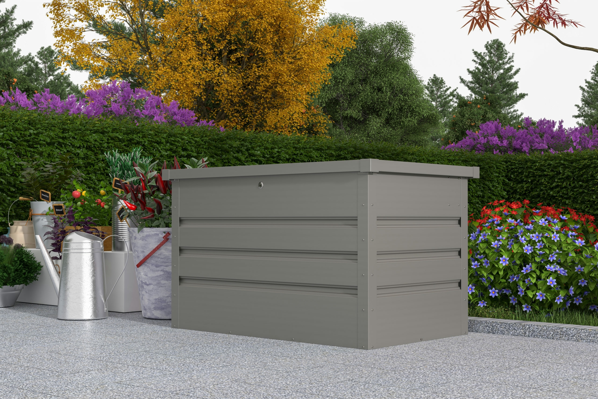 Skrzynia na balkon Goteborg Mini Silver Grey