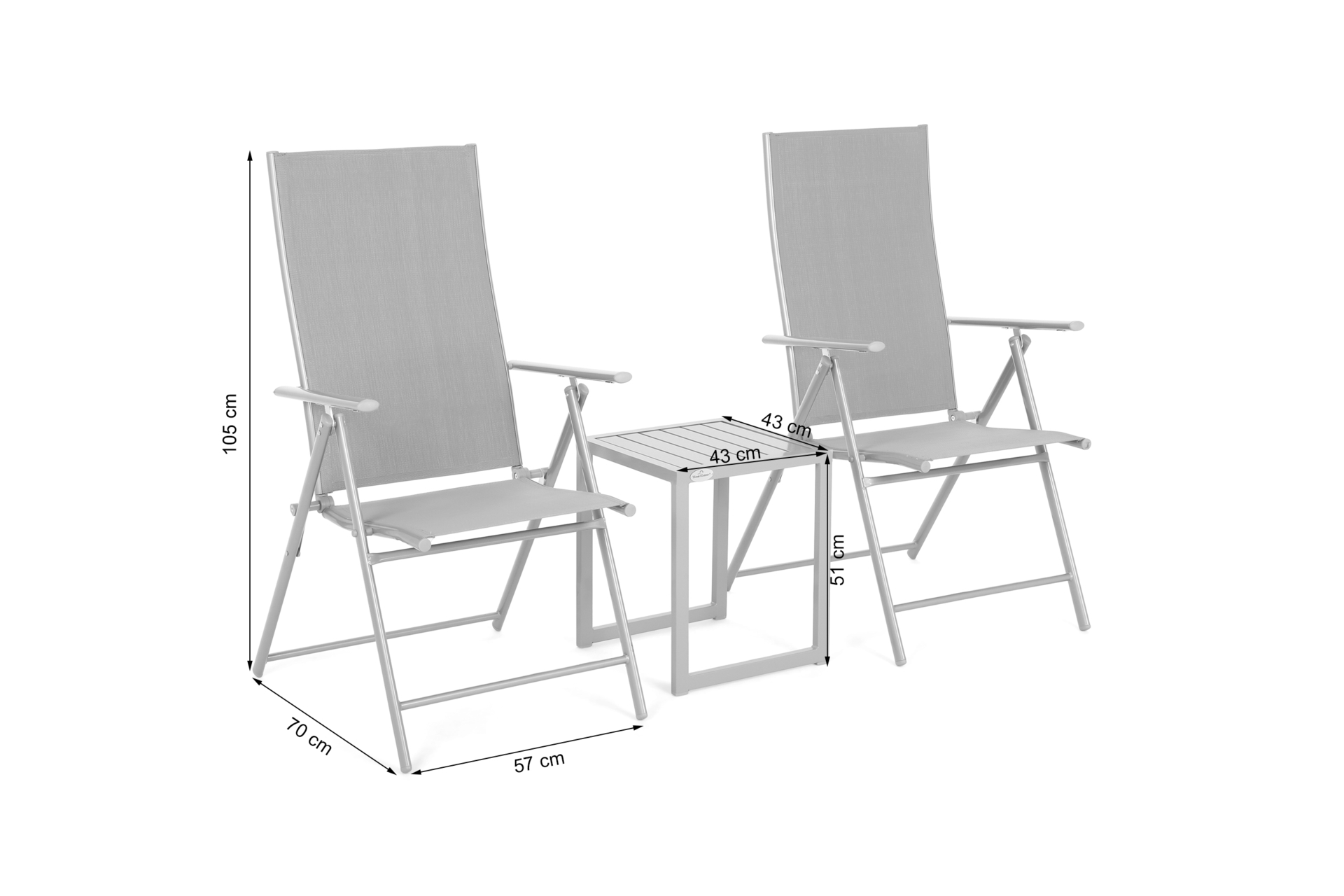 Zestaw krzeseł ogrodowych Casablanca Silver / Taupe ze stolikiem Cuba Silver