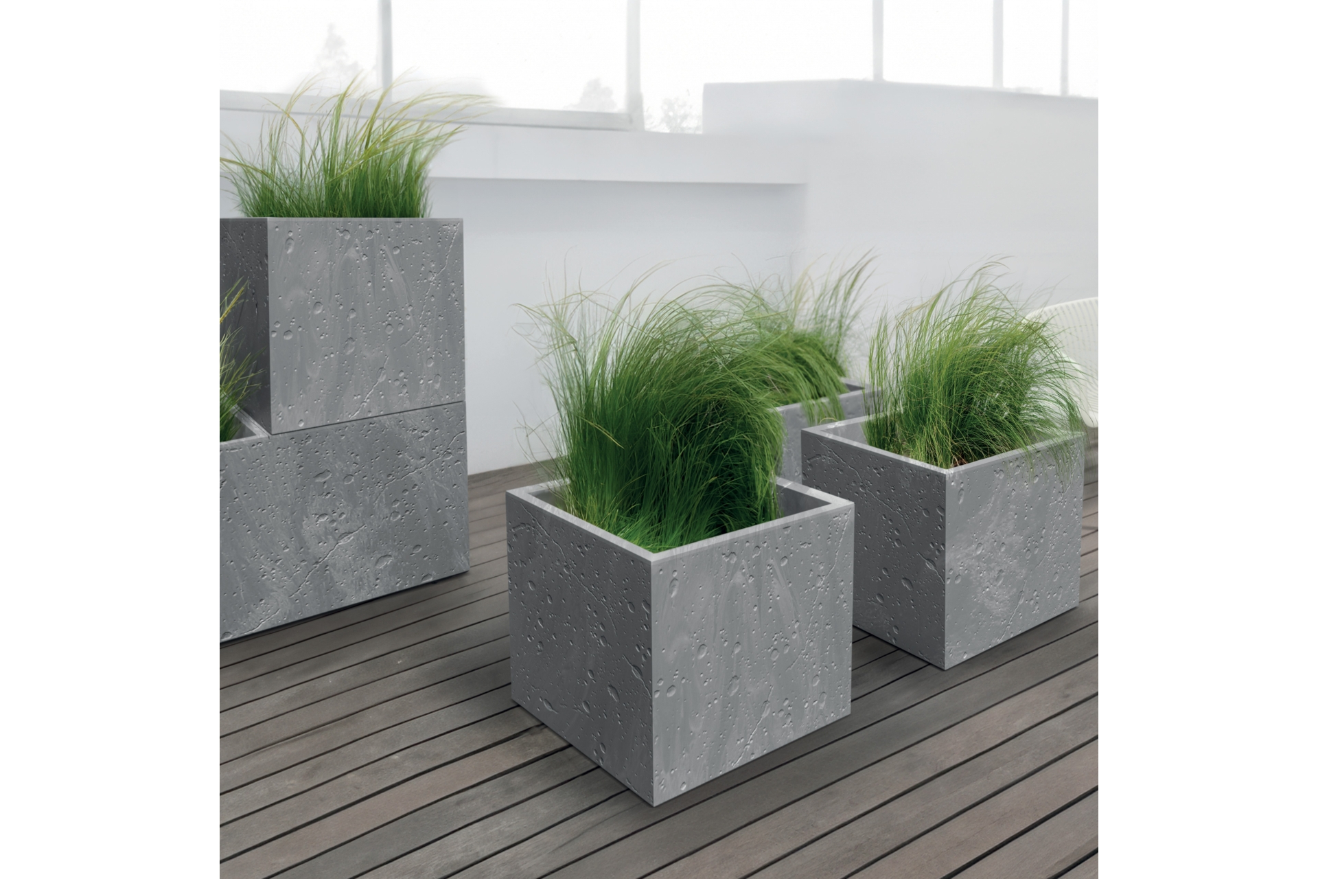 Donica ogrodowa Prosperplast Sierra Square Beton Effect Marengo 31 l
