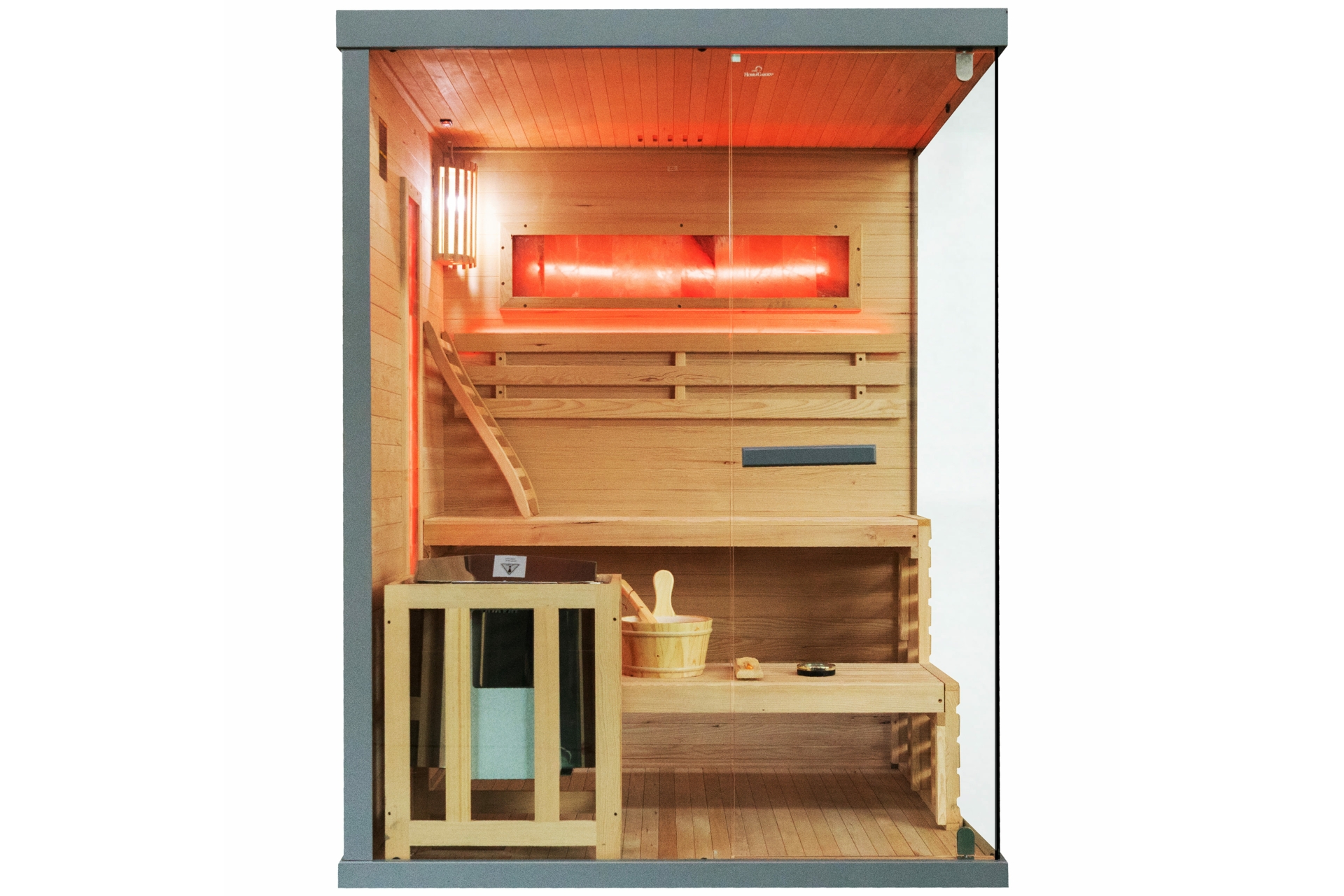 Sauna fińska narożna EP3CS Grey z panelami solnymi