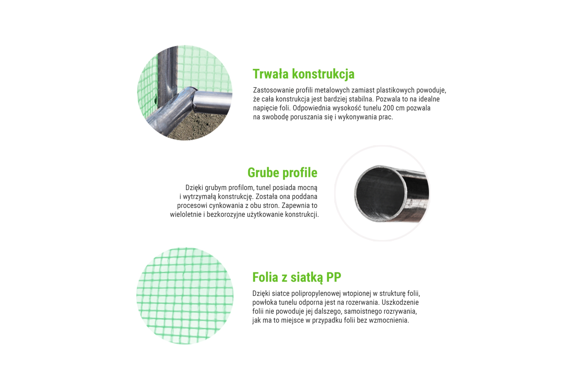 Tunel foliowy 2x3,5 m wzmocniony zielony