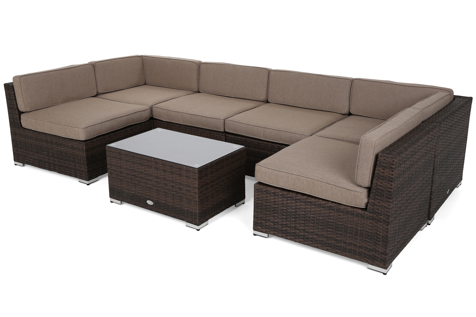 Narożnik modułowy z technorattanu Kansas Maxi Brown Mat / Brown Melange