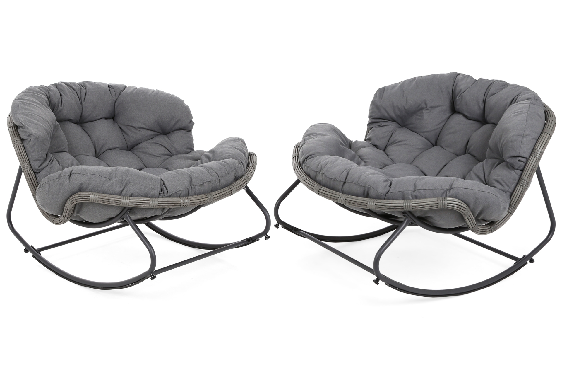 Zestaw foteli bujanych technorattanowych Palermo Beige / Light Grey