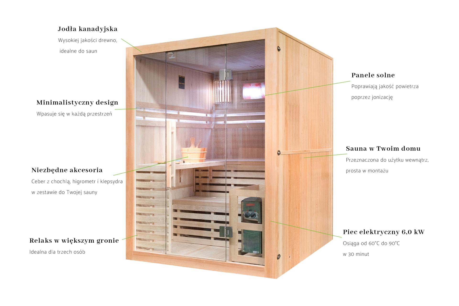 Sauna fińska Nordum Solea R 3-osobowa naturalna