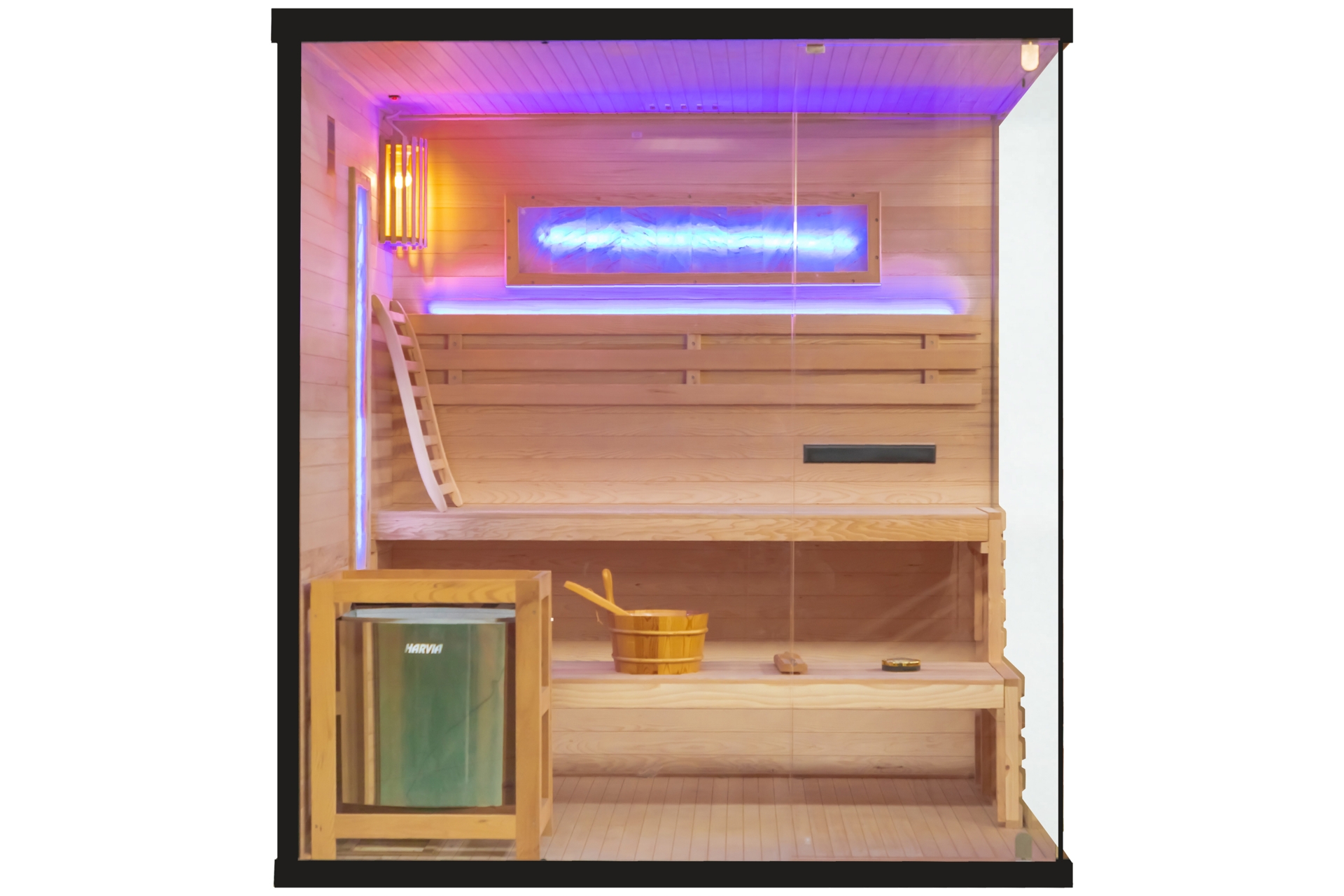 Sauna fińska narożna Nordum Pure 4-osobowa czarna II. gatunek
