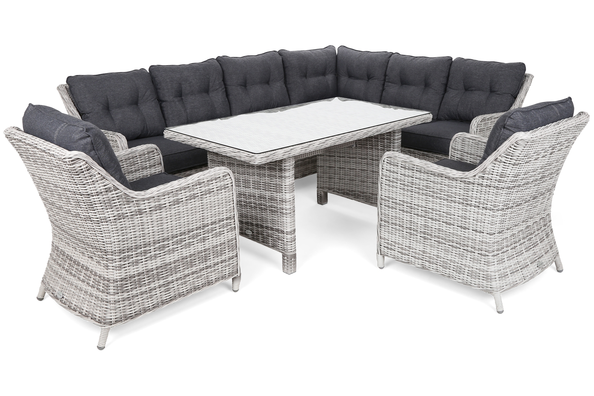 Narożny zestaw mebli ogrodowych prawy California Light Grey / Grey Melange