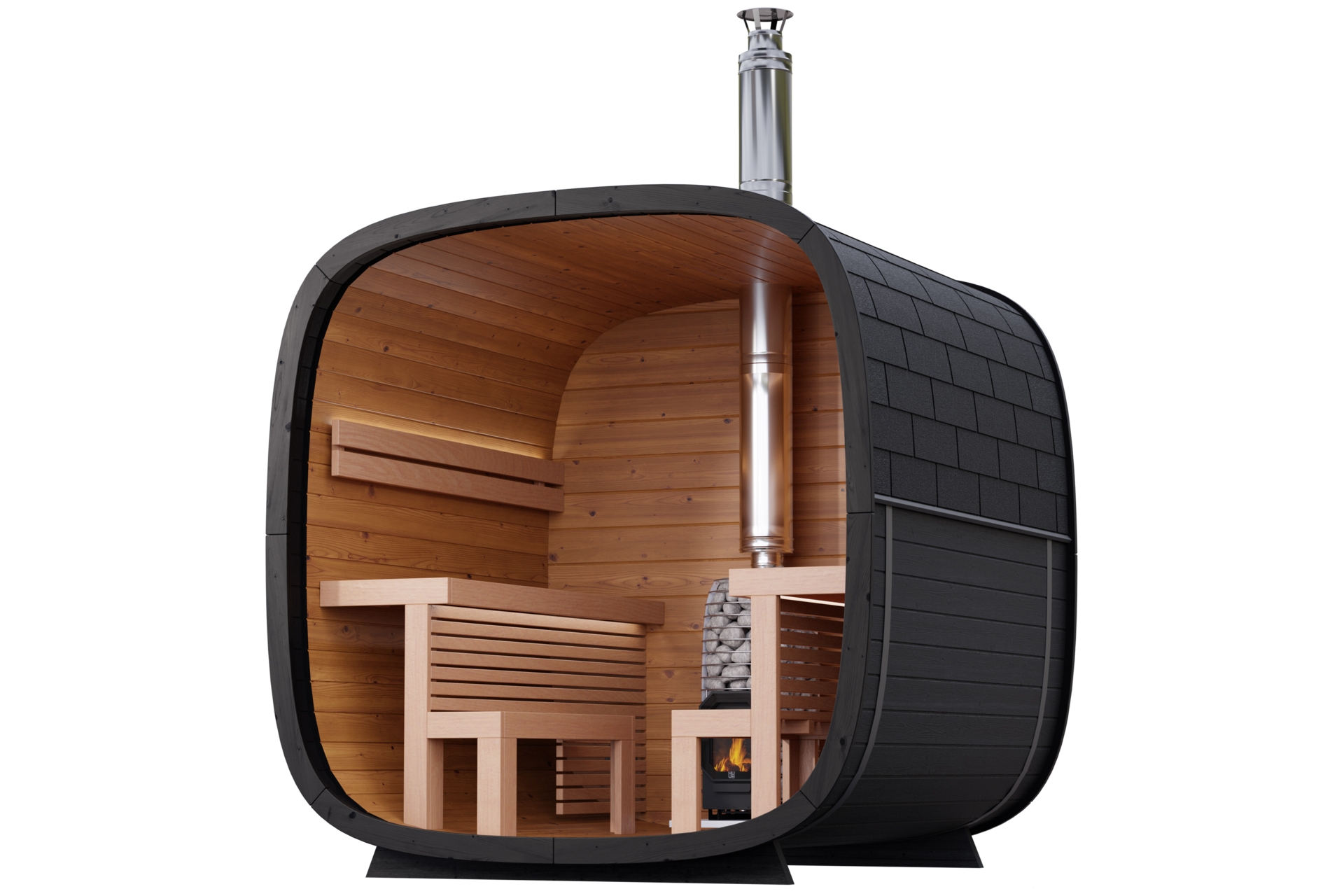 Sauna fińska zewnętrzna Leil® Saunas Black Cube Comfort 6-osobowa