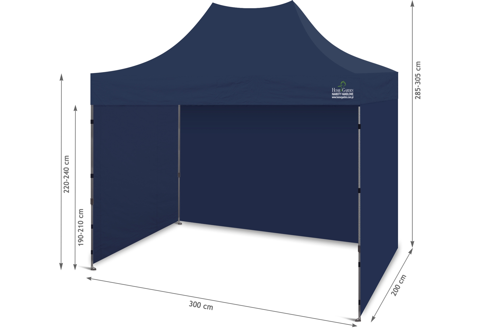 Namiot handlowy 300 x 200 cm granatowy