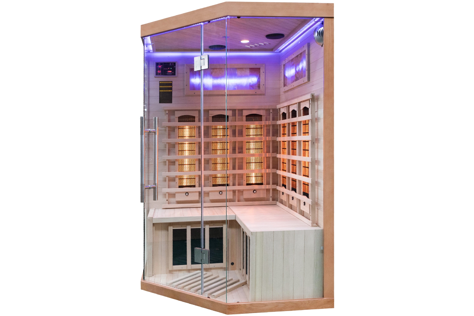 Sauna infrared narożna Nordum Solea 2-osobowa WiFi brązowa