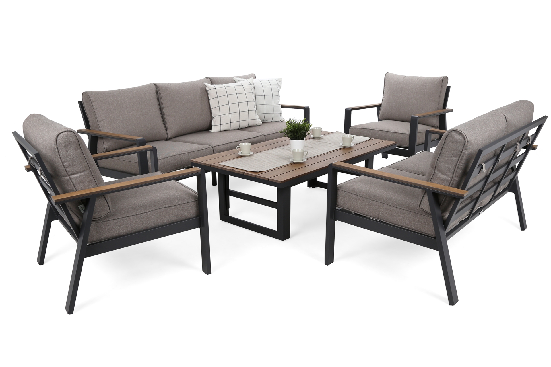 Meble ogrodowe aluminiowe Turyn Dark Grey / Beige Melange