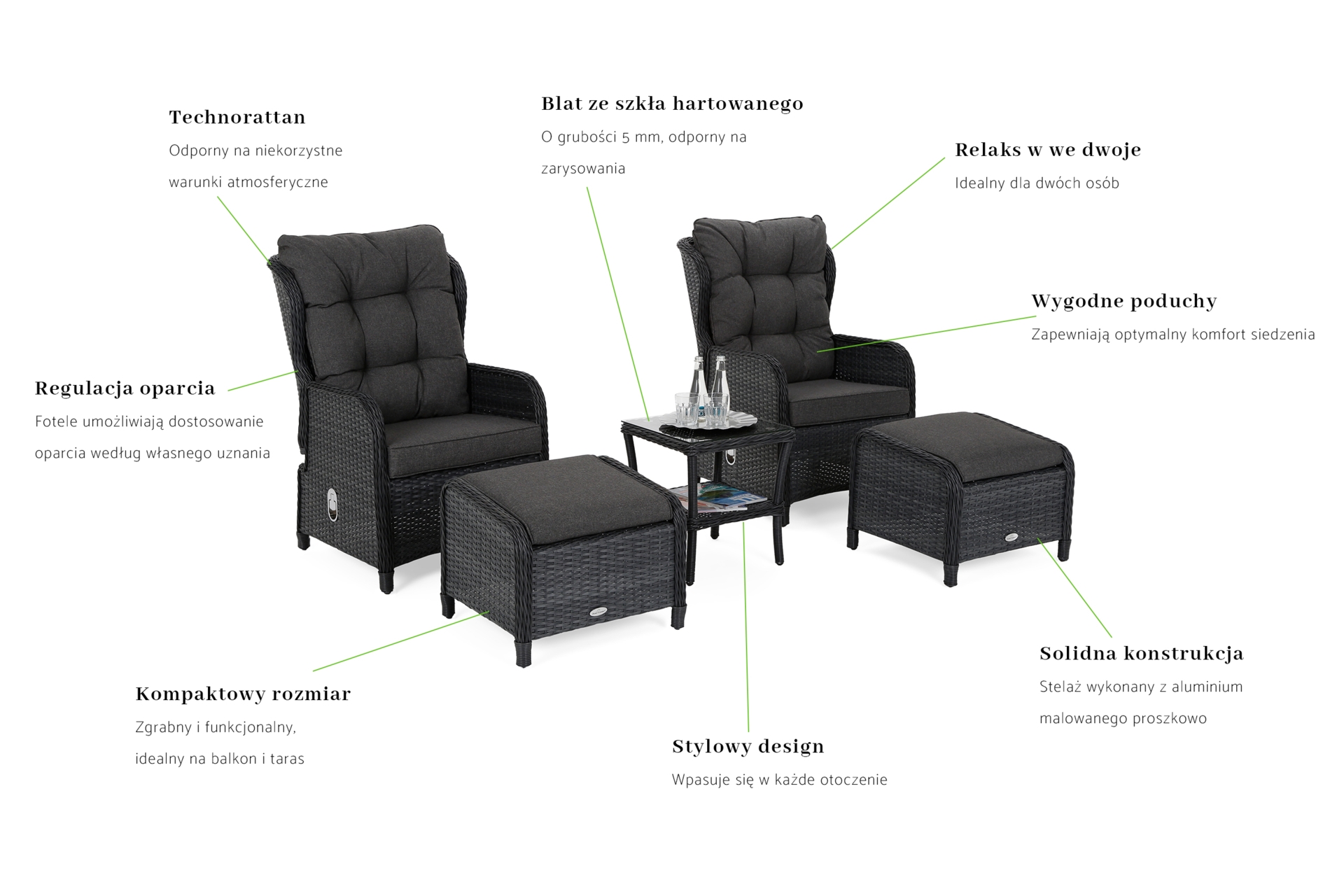 Meble ogrodowe technorattanowe Sofia Grey / Grey Melange