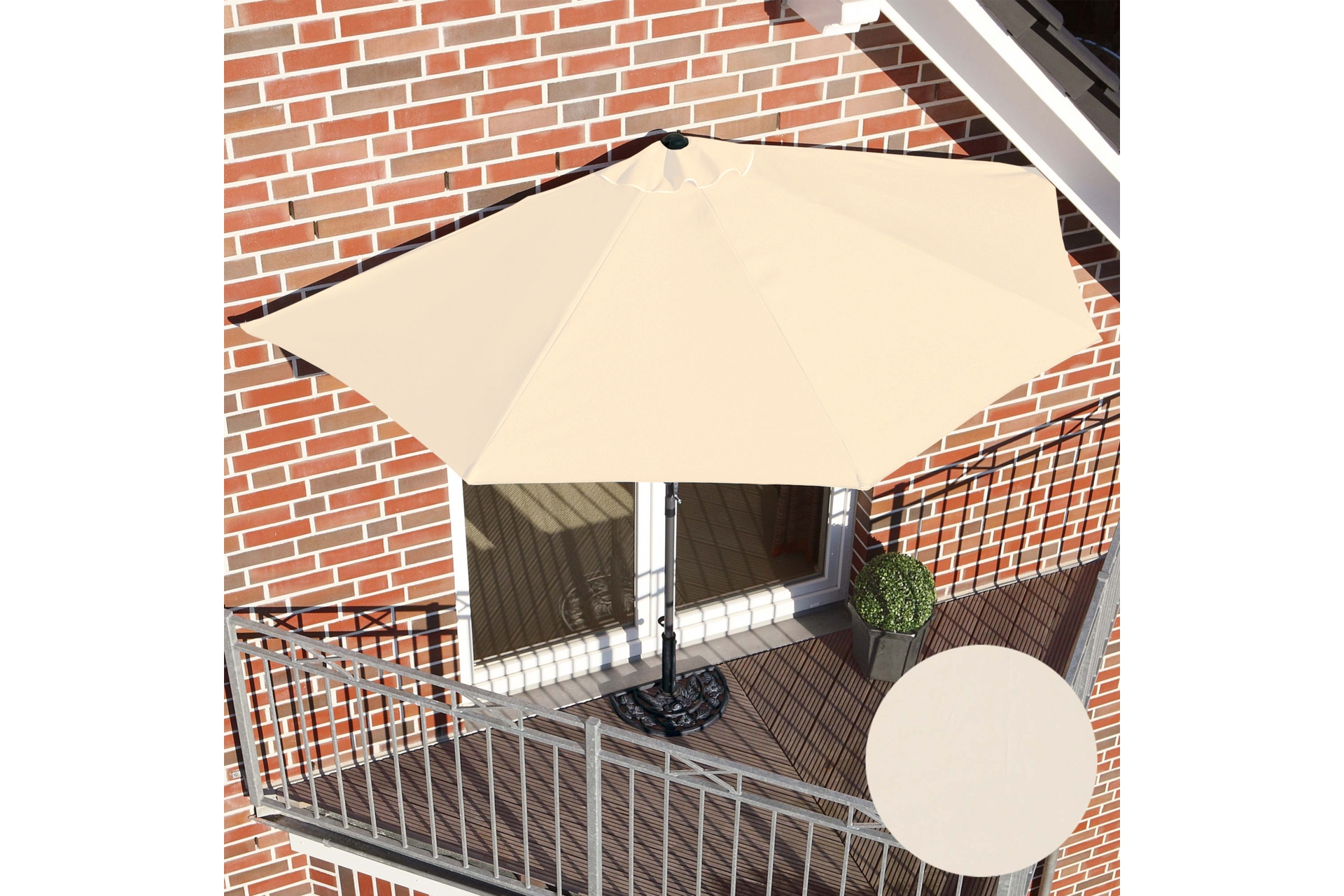 Parasol na balkon połówkowy Bima 140 cm Grey / Ecru
