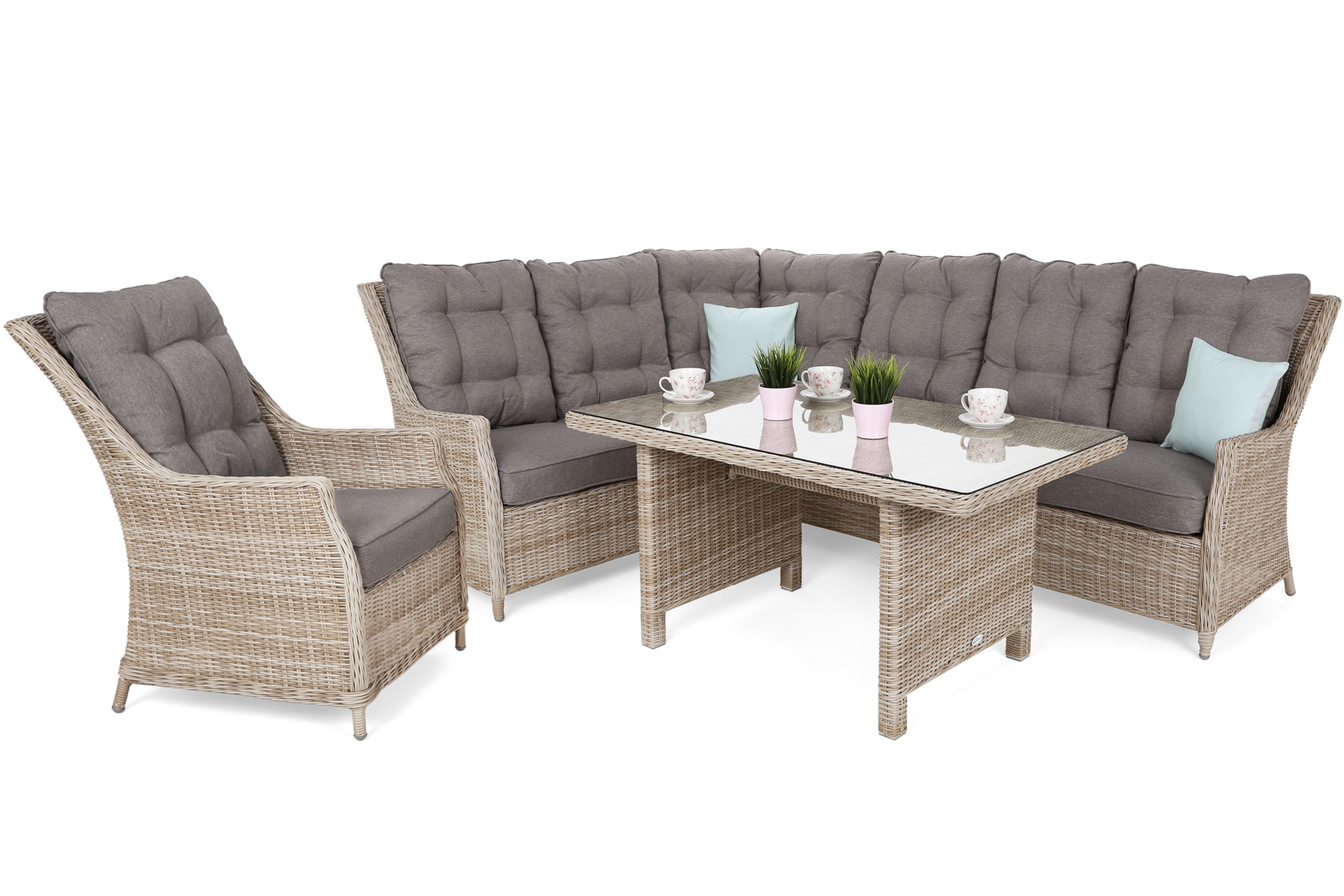 Narożny zestaw mebli ogrodowych lewy Alicante Beige / Beige Melange