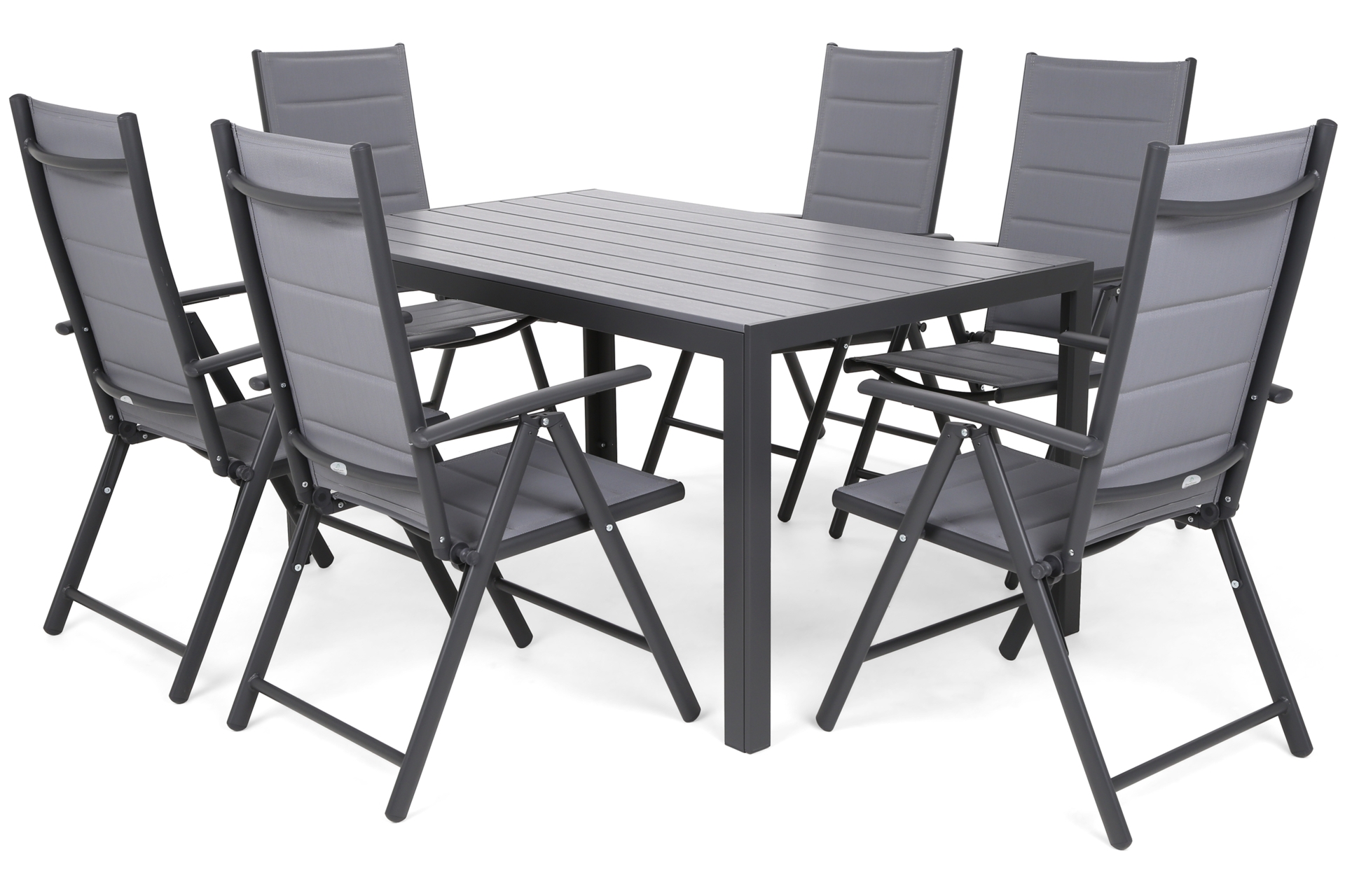 Meble ogrodowe aluminiowe Ibiza 150 cm Grey / Window Grey 6+1