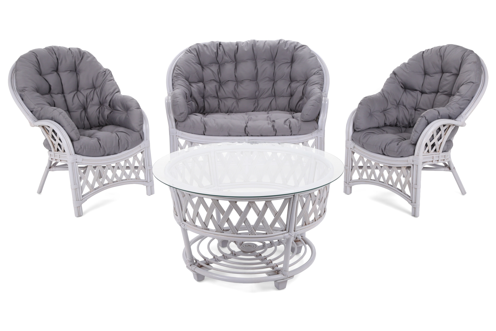 Meble ogrodowe rattanowe Diego Light Grey / Grey 3+1