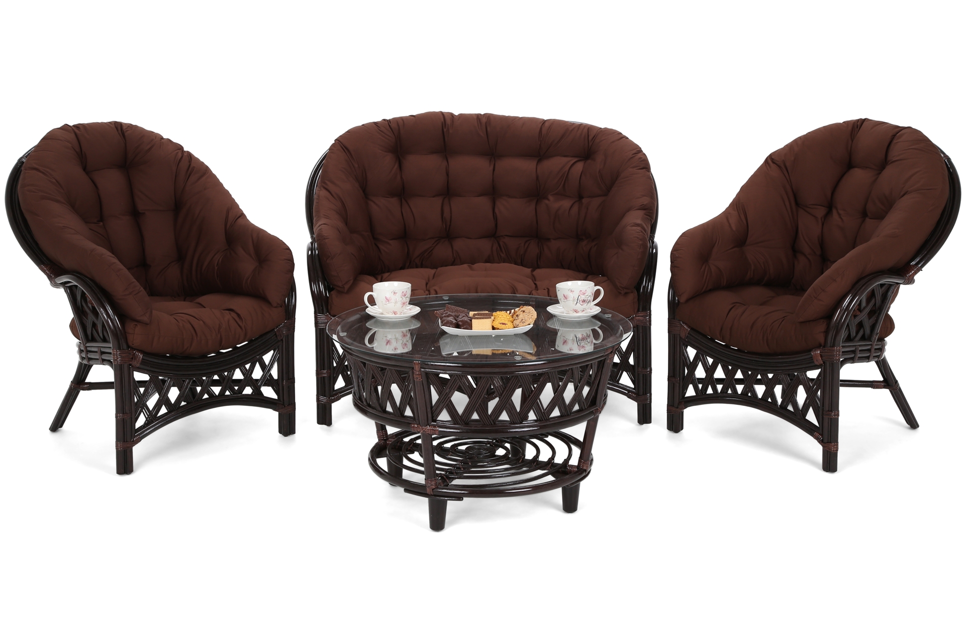 Meble ogrodowe rattanowe Diego Brown / Brown 3+1