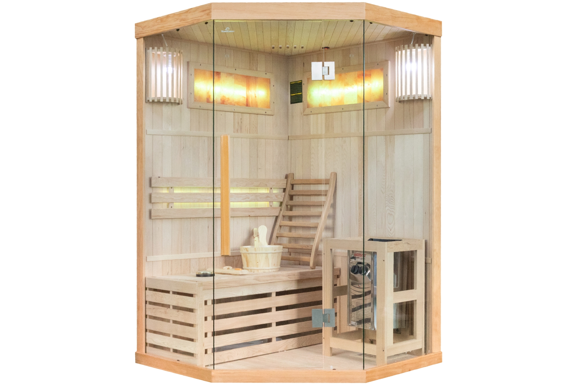 Sauna fińska narożna Nordum Solea 2-osobowa naturalna