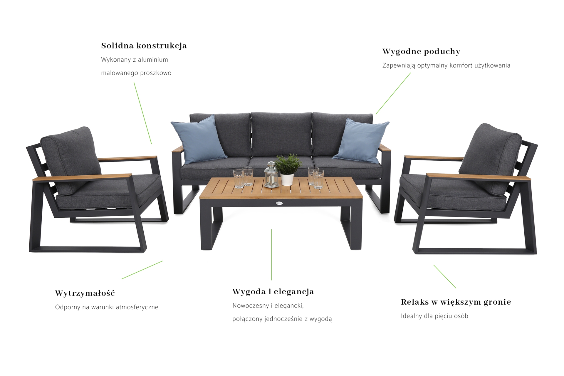 Meble ogrodowe aluminiowe Rimini Dark Grey / Grey Melange