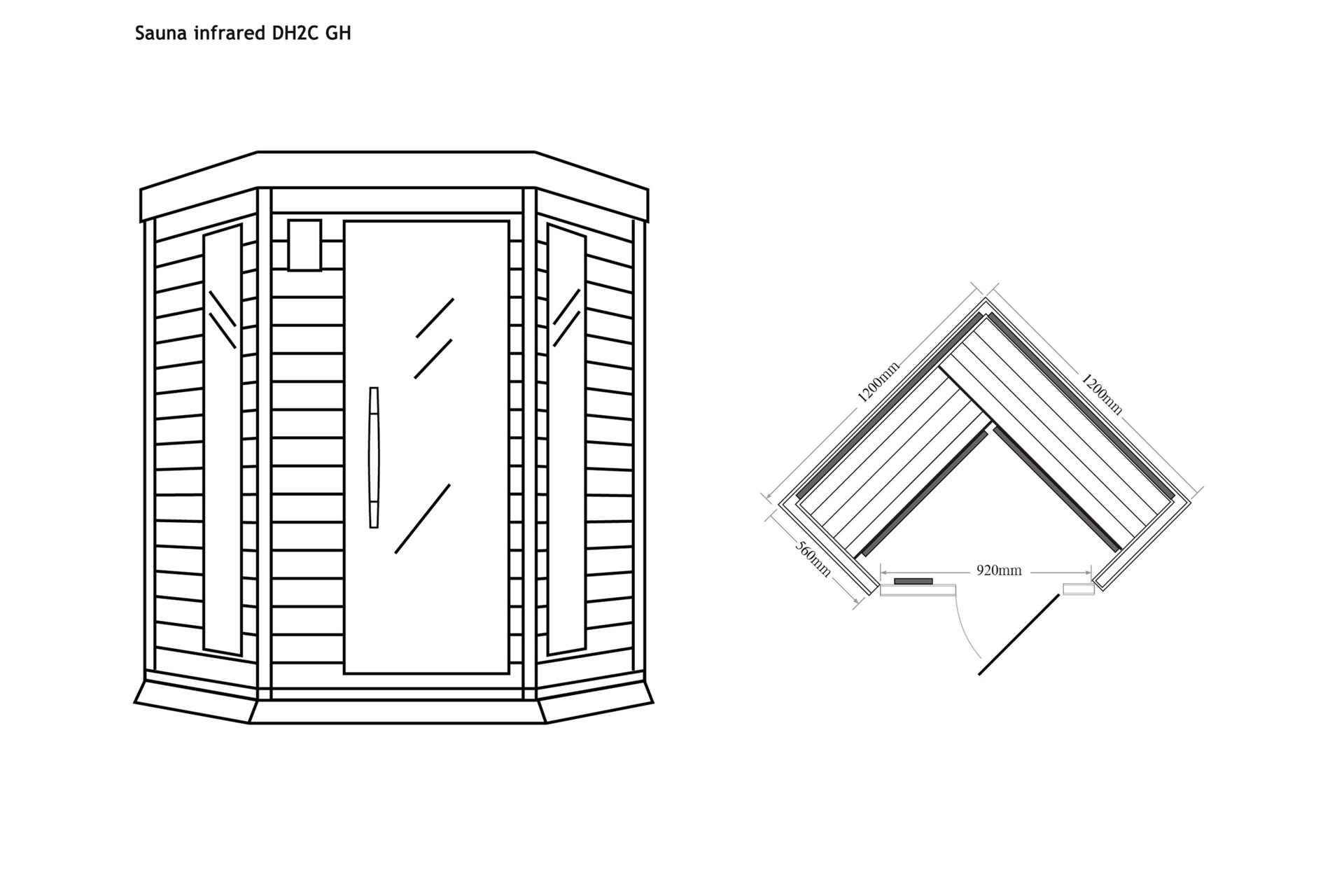 Sauna infrared narożna DH2C Grey z koloroterapią