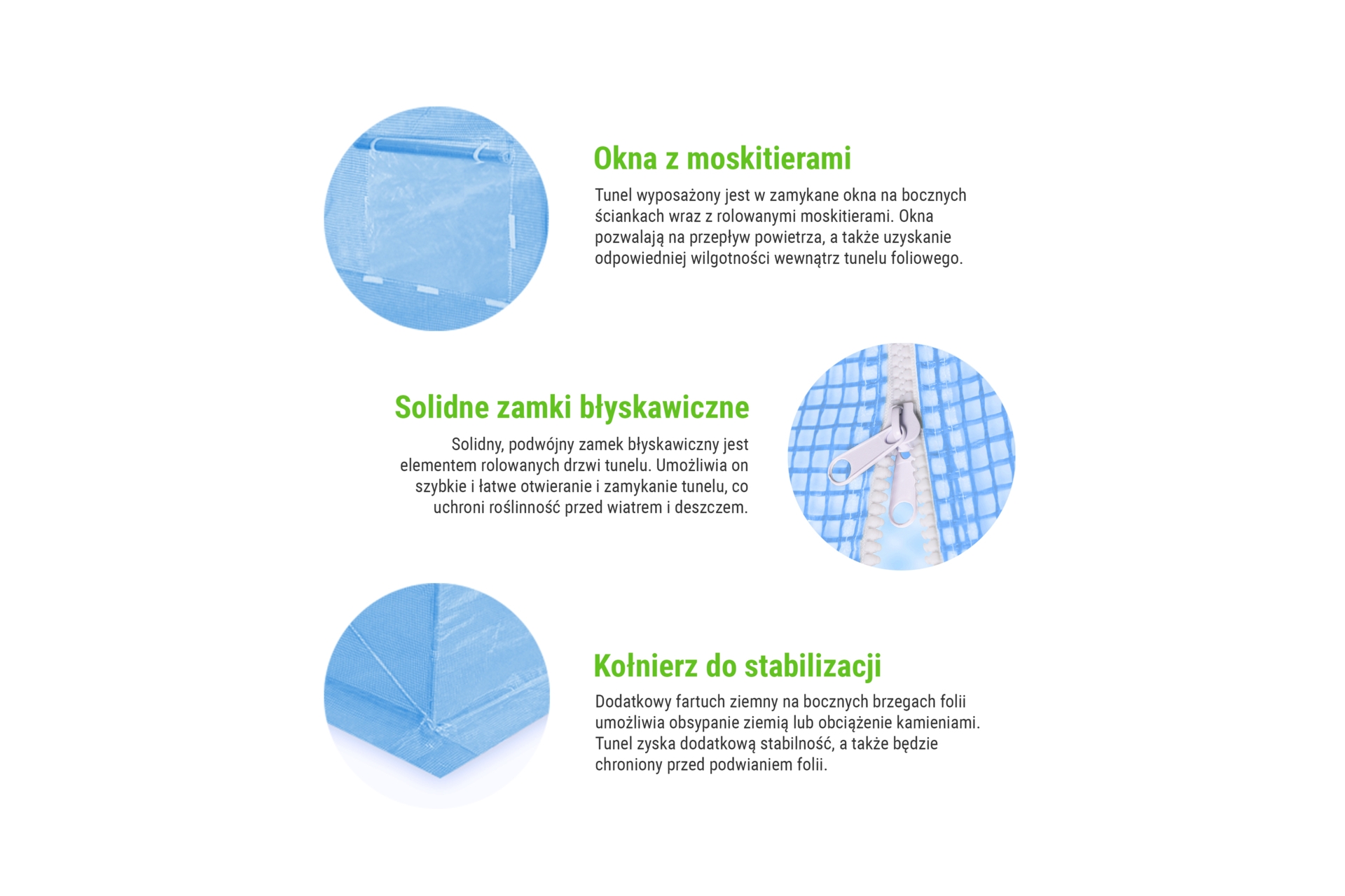 Tunel foliowy 200 x 300 cm (6 m²) stelaż + folia niebieska