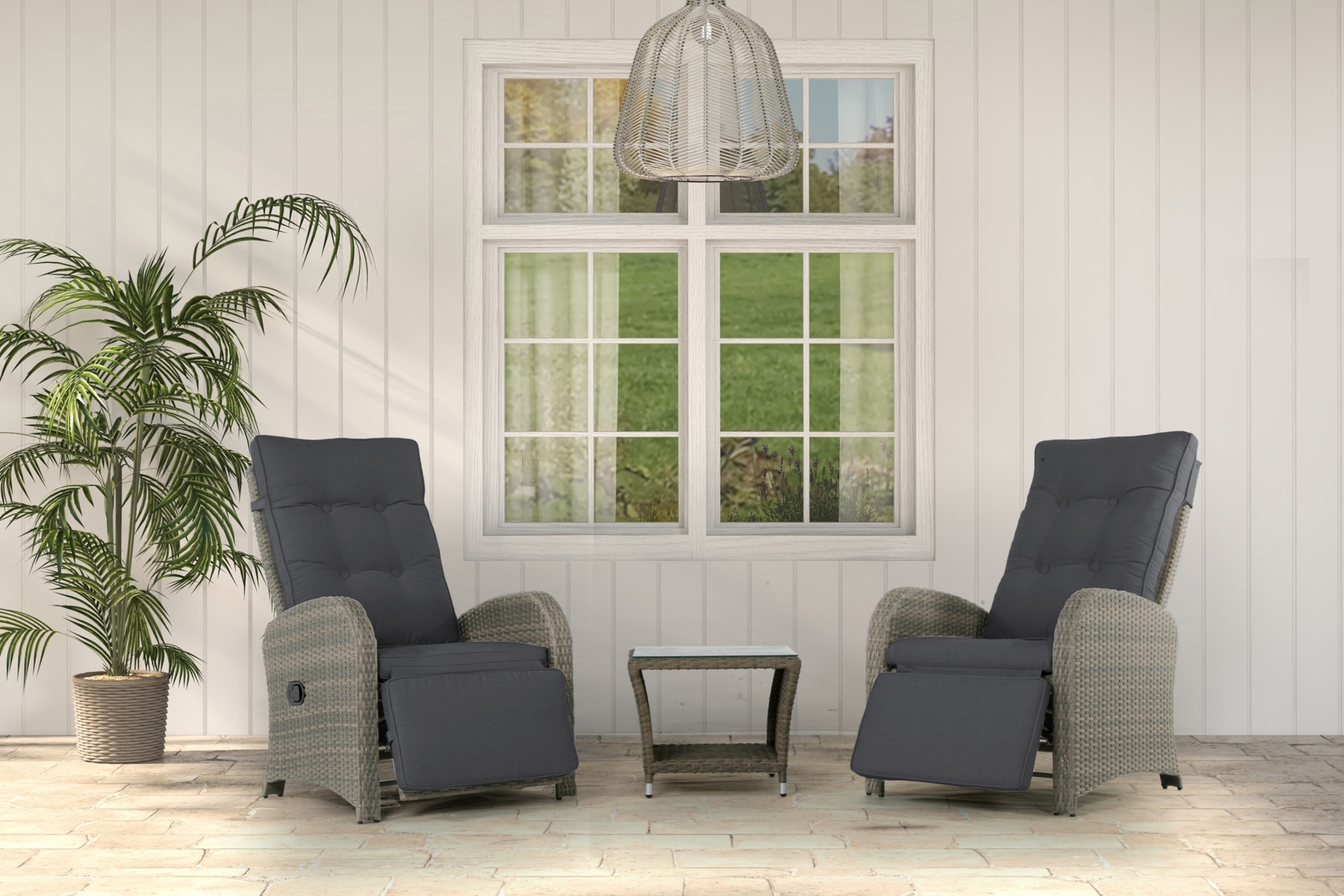 Meble ogrodowe technorattanowe Saloniki Light Grey / Grey