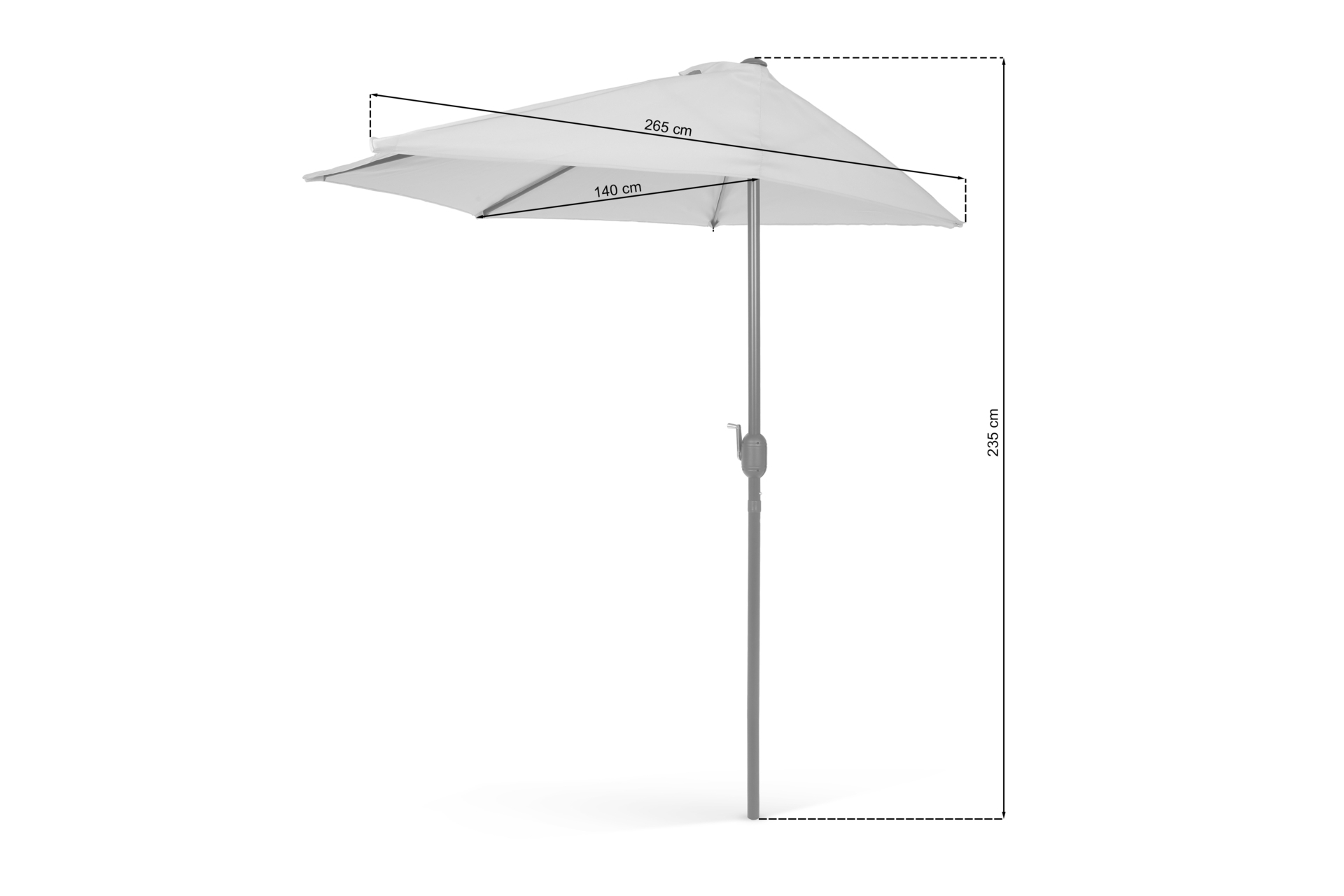 Parasol na balkon połówkowy Bima 140 cm Grey / Ecru