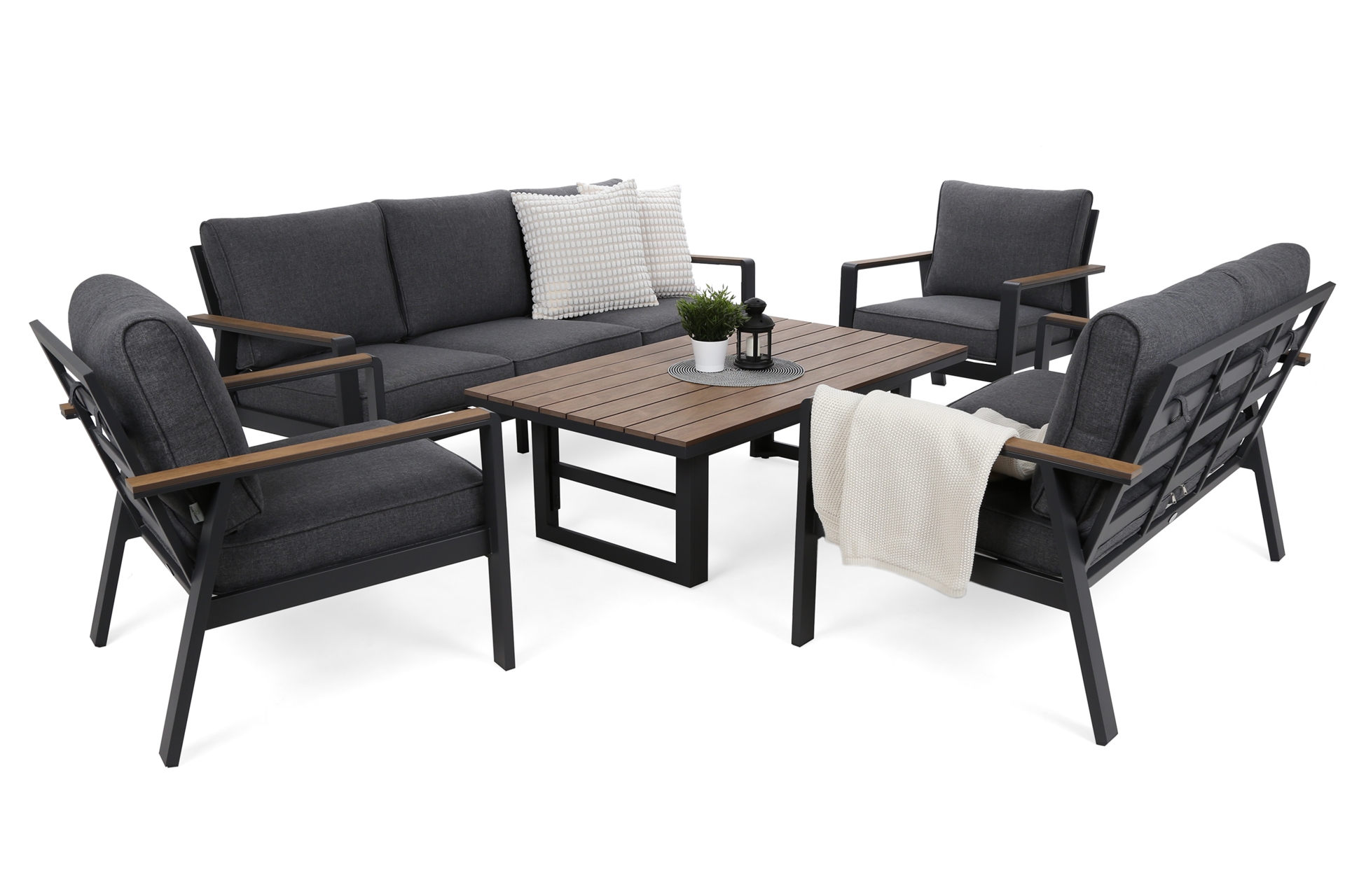 Zestaw mebli aluminiowych Turyn Dark Grey / Grey Melange