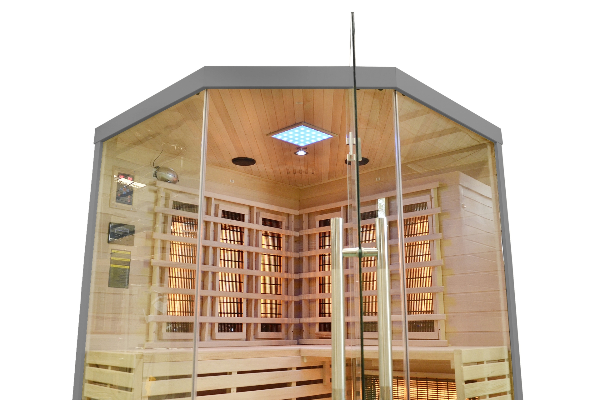 Sauna infrared narożna Nordum Solea 3-osobowa szara