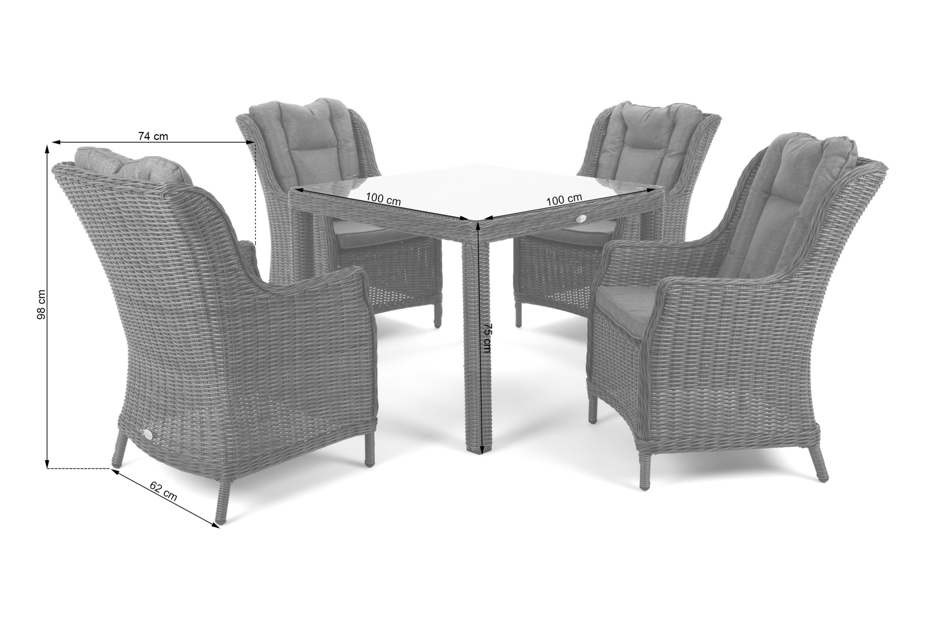 Meble ogrodowe technorattanowe Bristol Square Brown / Brown Melange 4+1