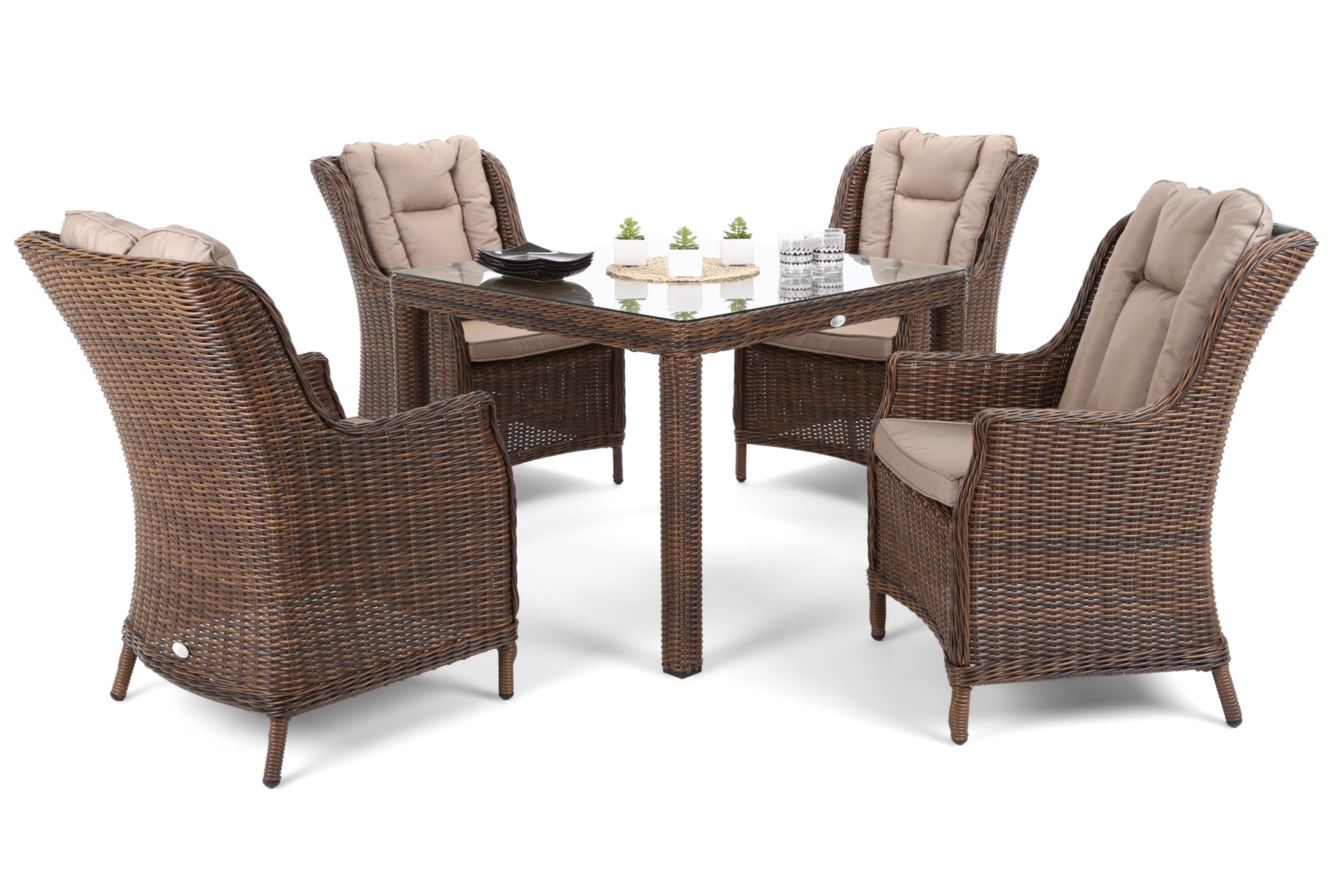 Meble ogrodowe technorattanowe Bristol Square Brown / Brown Melange 4+1