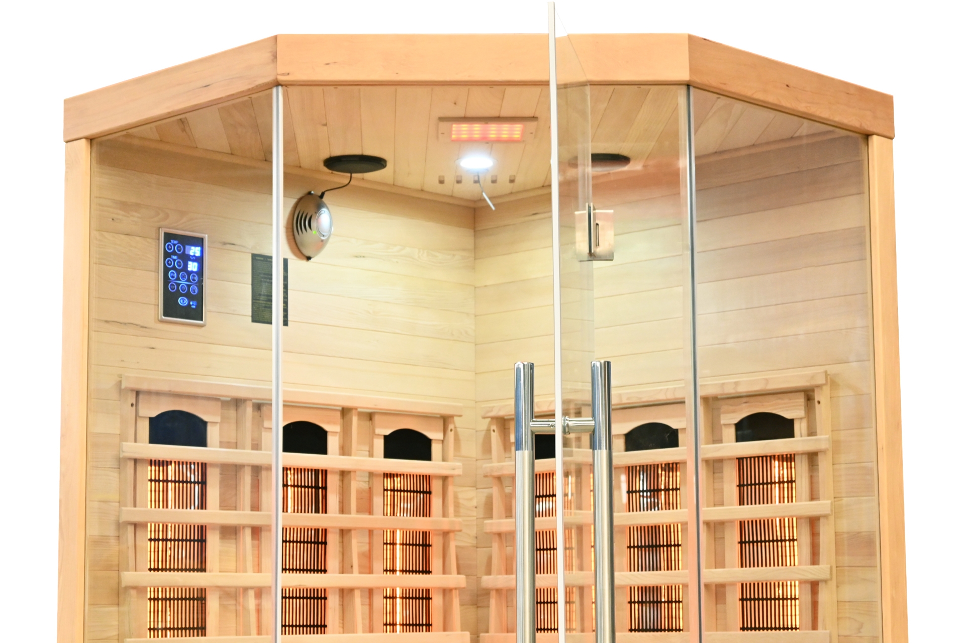 Sauna infrared narożna Nordum Basic 2-osobowa naturalna