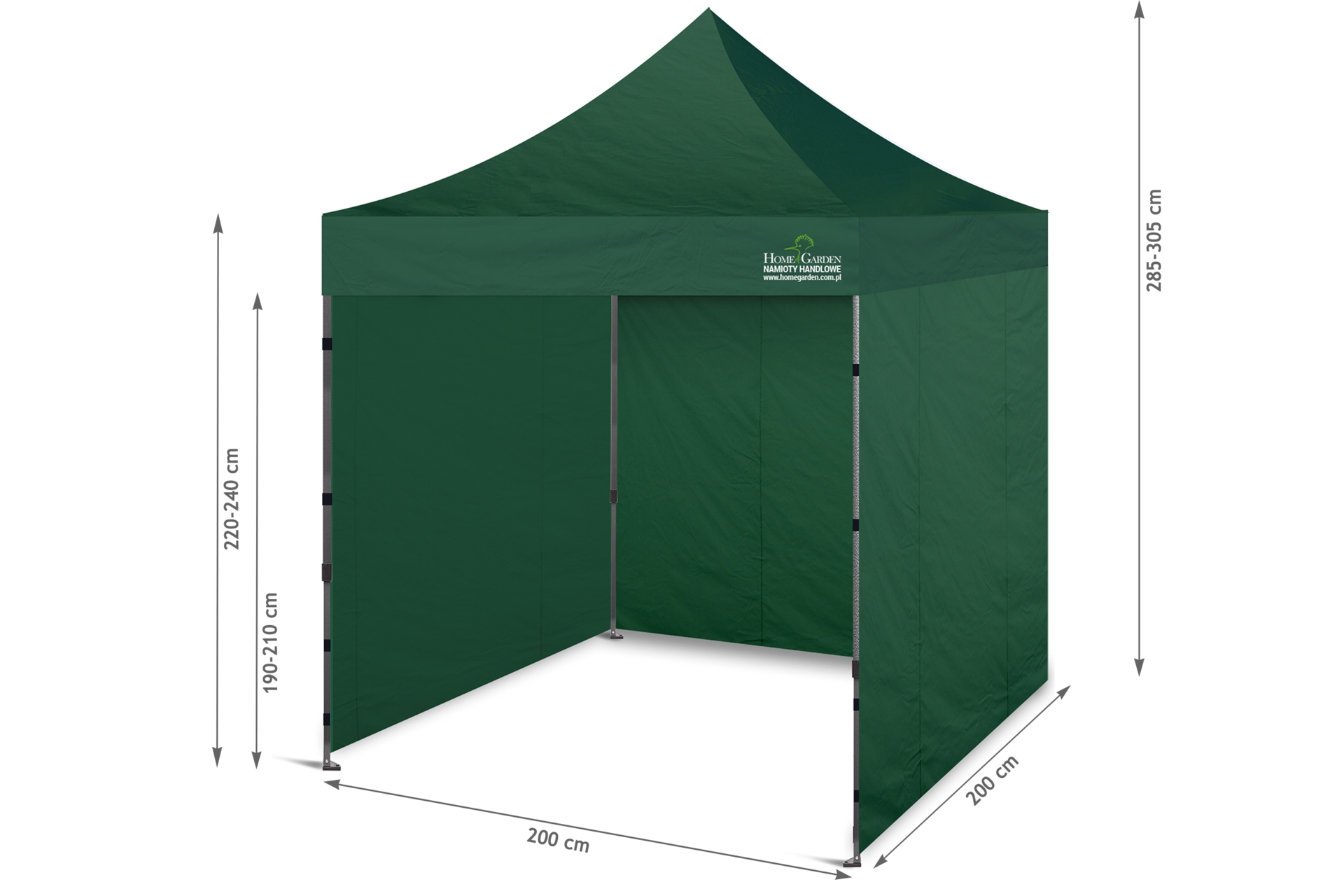 Namiot handlowy 200 x 200 cm zielony