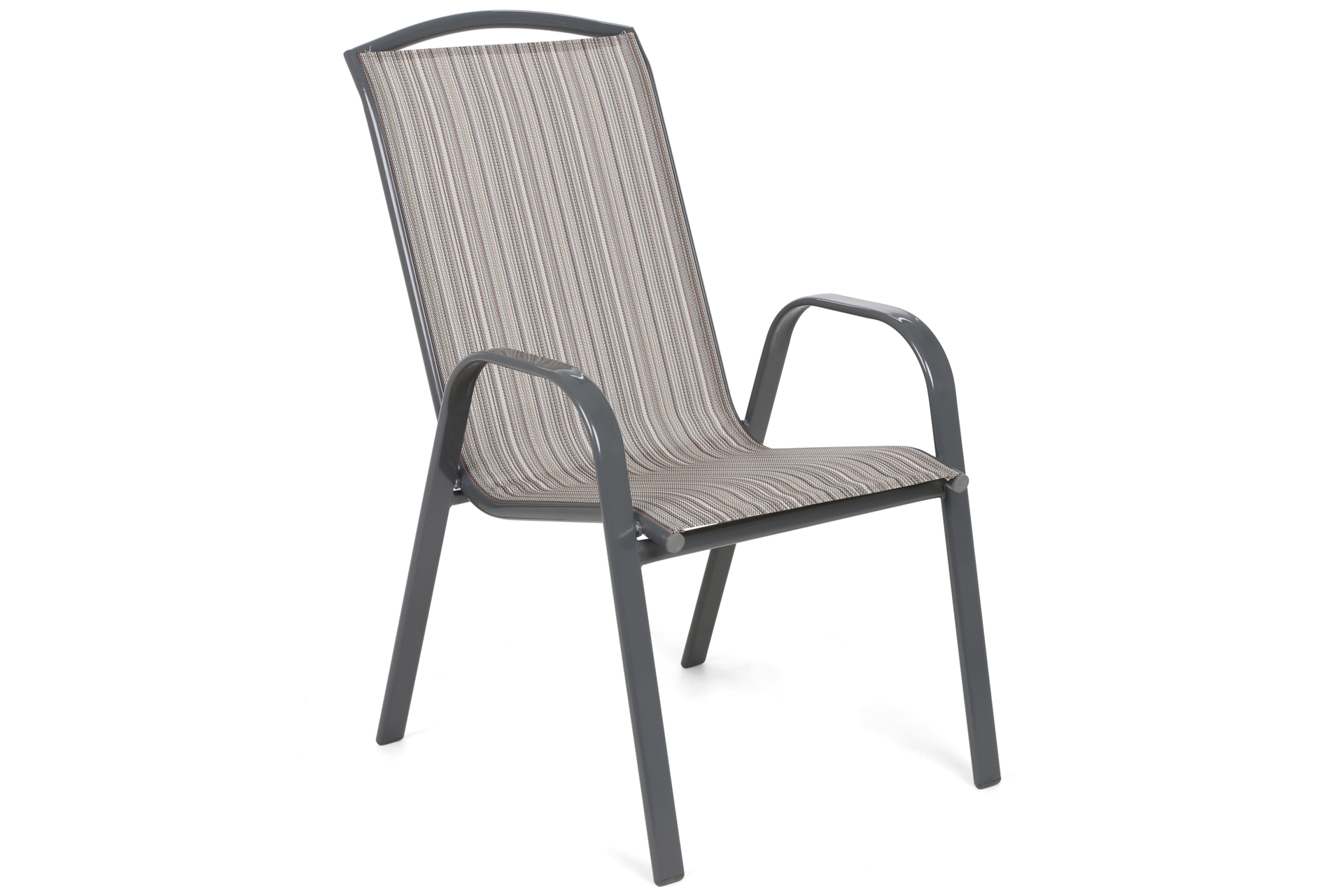 Krzesło ogrodowe metalowe Atlanta Grey / Beige Striped