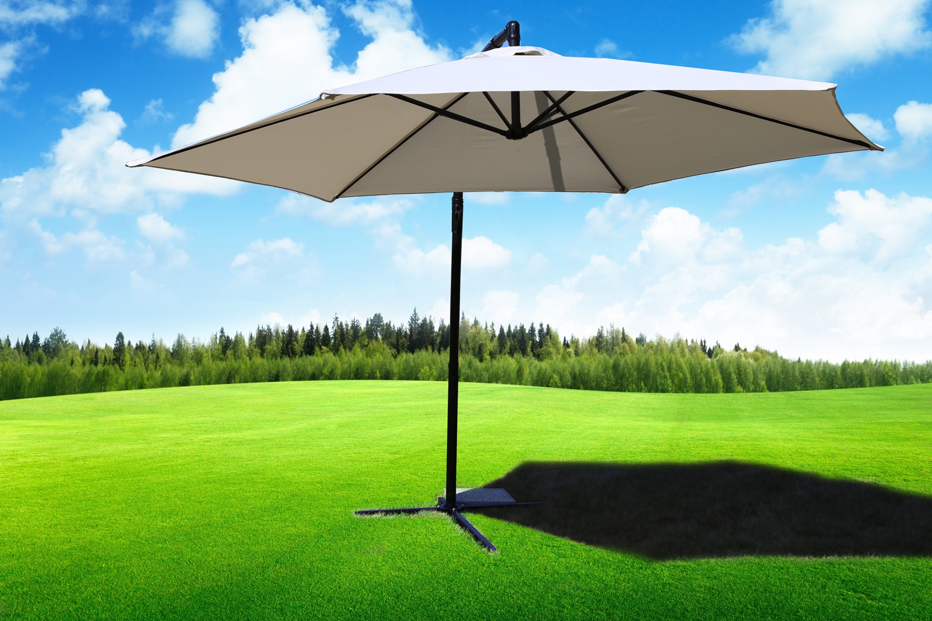 Parasol ogrodowy Malabo 300 cm Black / Ecru z podstawą
