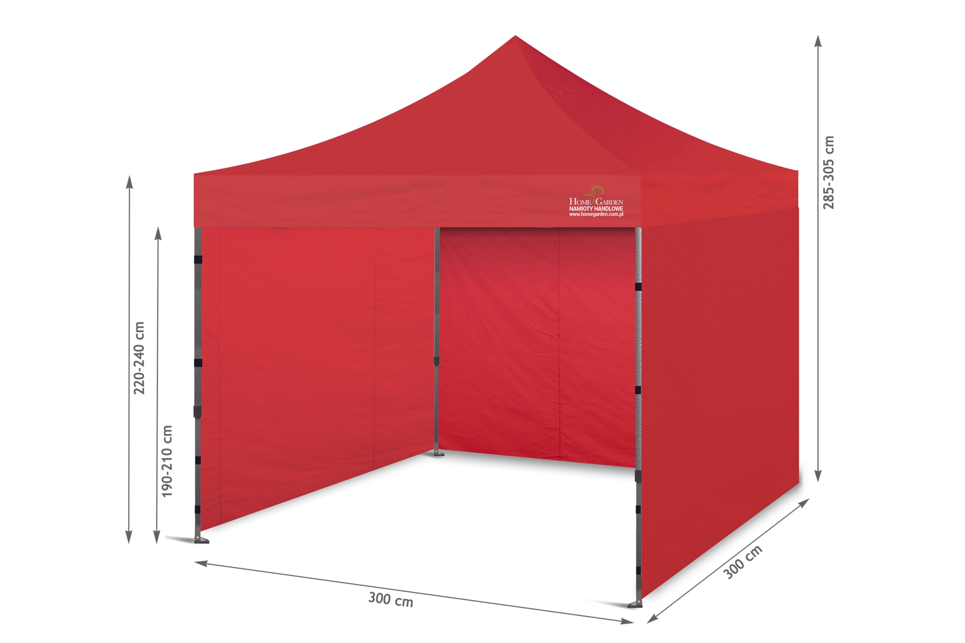 Namiot handlowy 300 x 300 cm czerwony