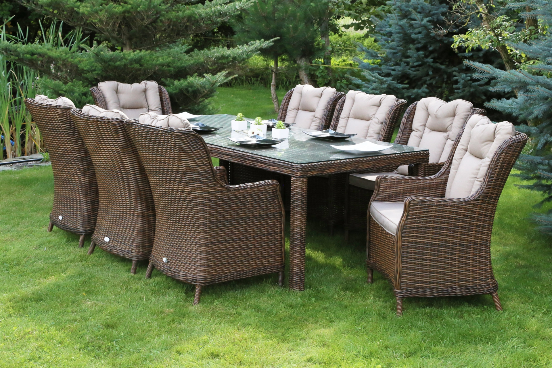 Meble ogrodowe technorattanowe Bristol 230 cm Brown / Brown Melange 8+1