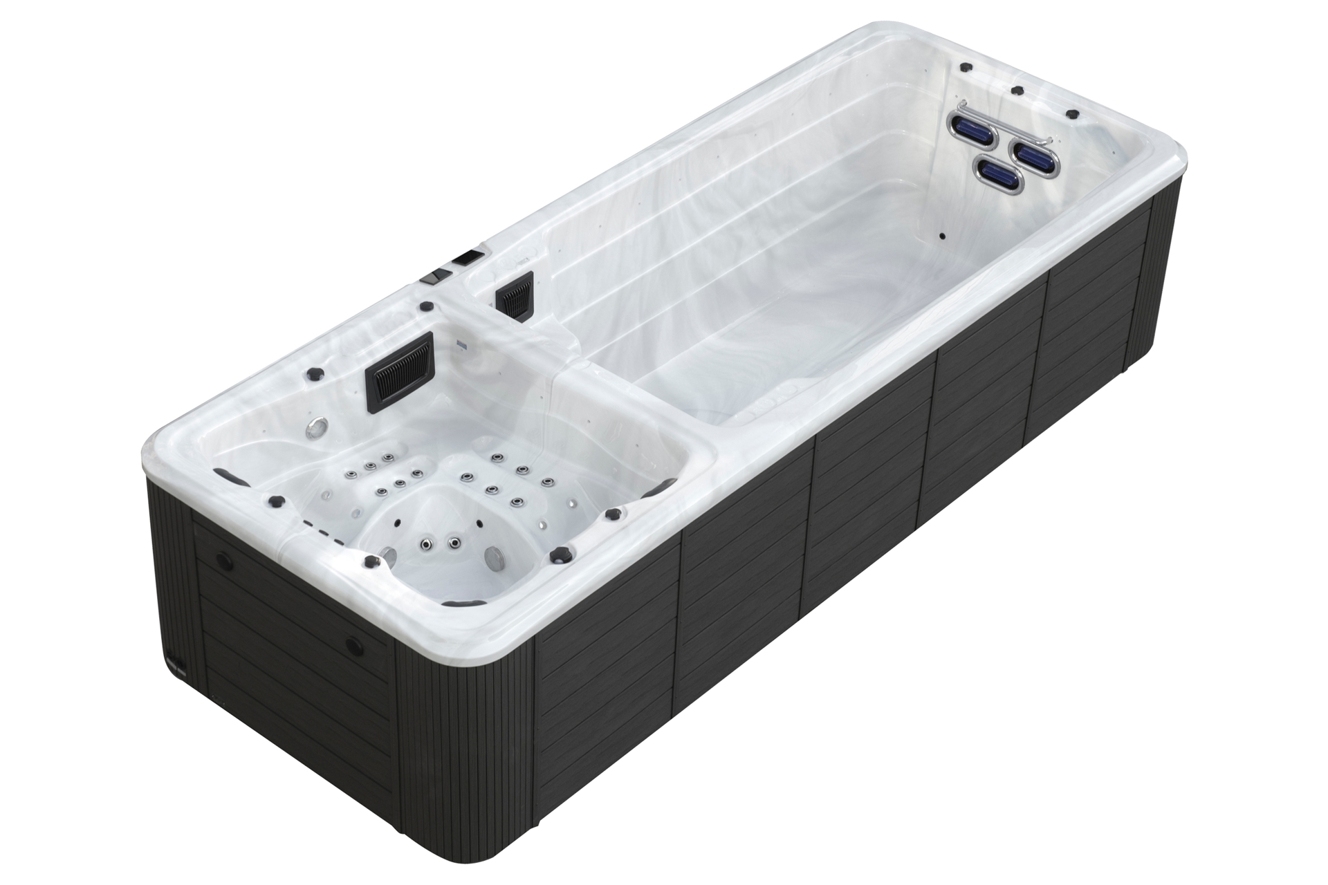 Basen ogrodowy z przeciwprądem i hydromasażem Aquess Wave 590 x 225 cm