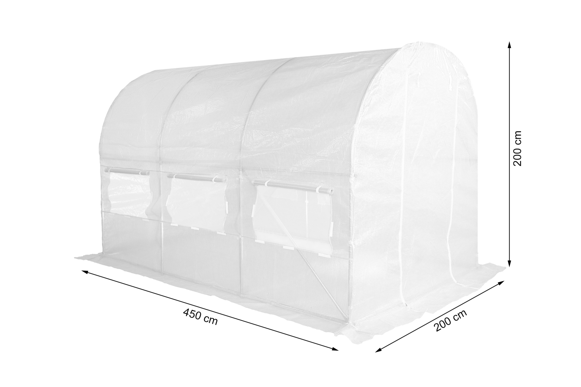 Tunel foliowy 200 x 450 cm (9 m²) stelaż + folia biała