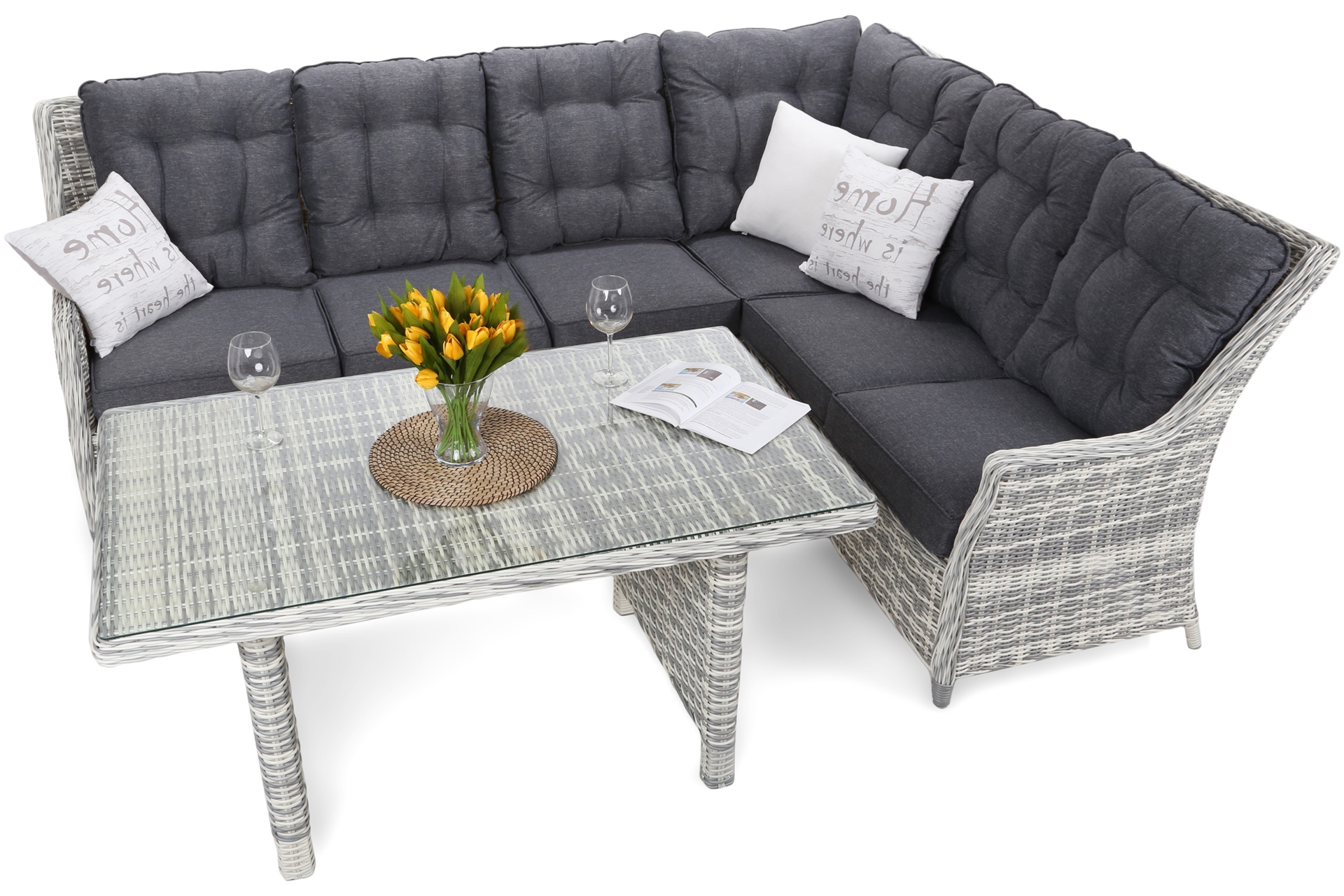 Narożnik technorattanowy prawy Alicante Light Grey / Grey Melange